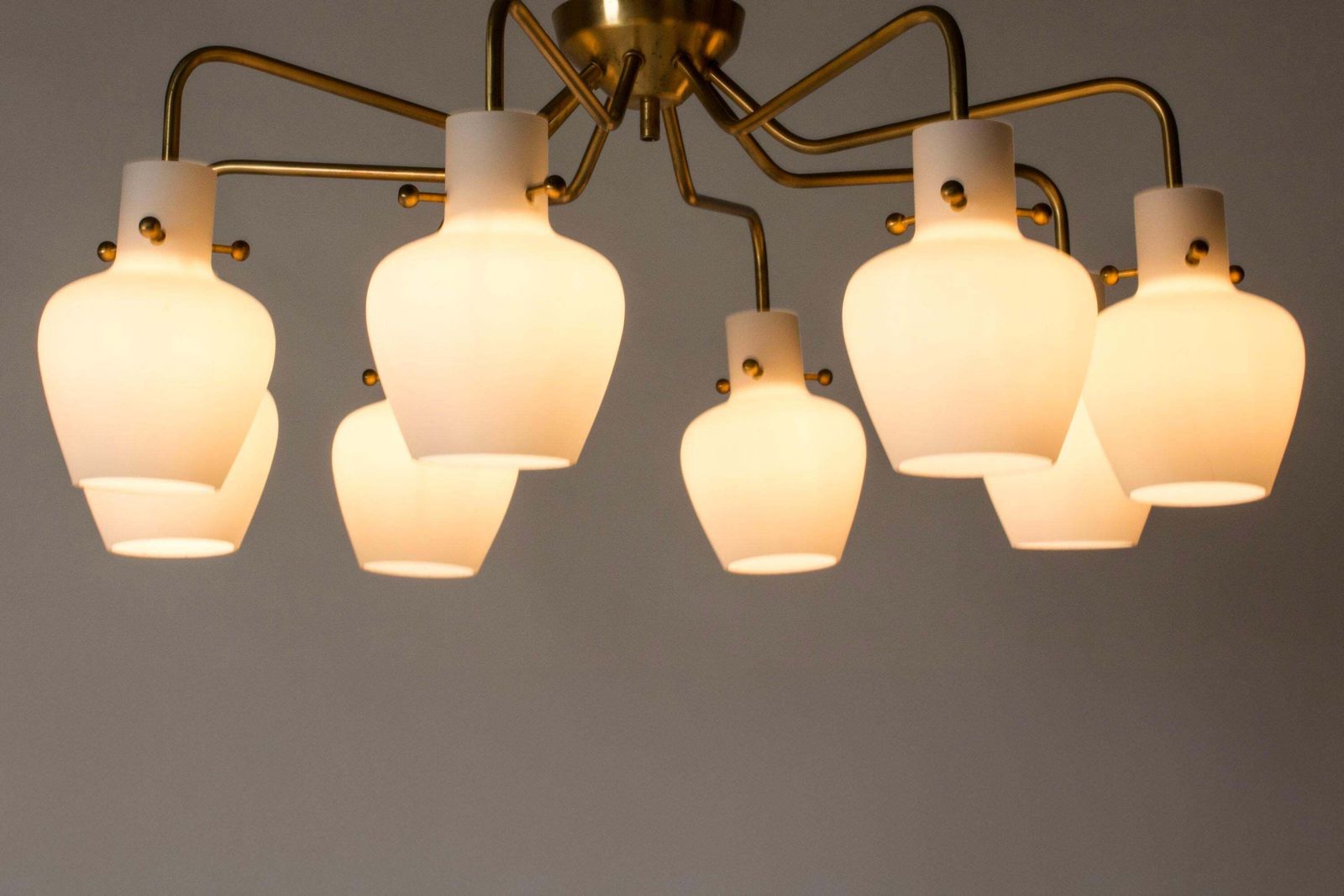 Flush Mount Chandelier By Hans Bergström, Ateljé Lyktan, Sweden, 1950s photo Lighting