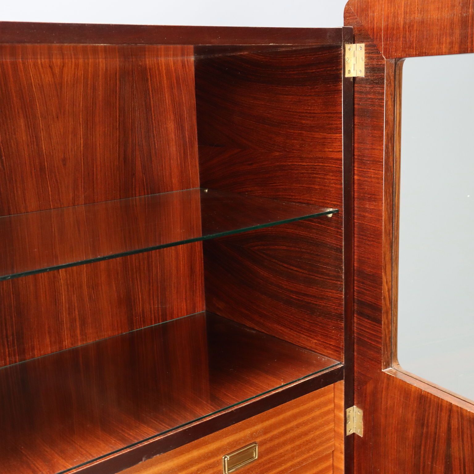 Vintage Cabinet F.Lli Rizzi Mahogany Brass Design Italy 1950s photo vinterior