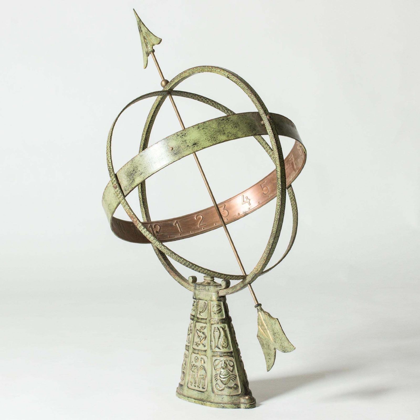 Scandinavian Modern Bronze Sundial By Gunnar Nylund, 1940s photo buy