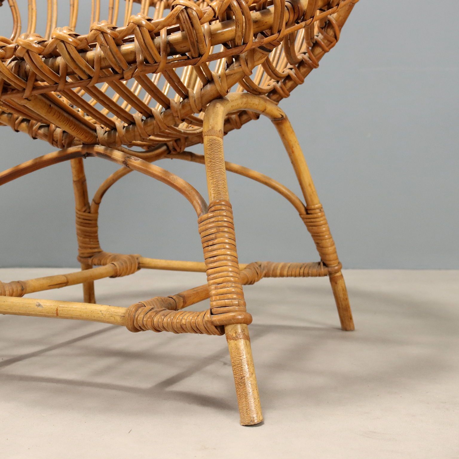 Vintage Armchairs Woven Bamboo Design Italy 1960s photo buy