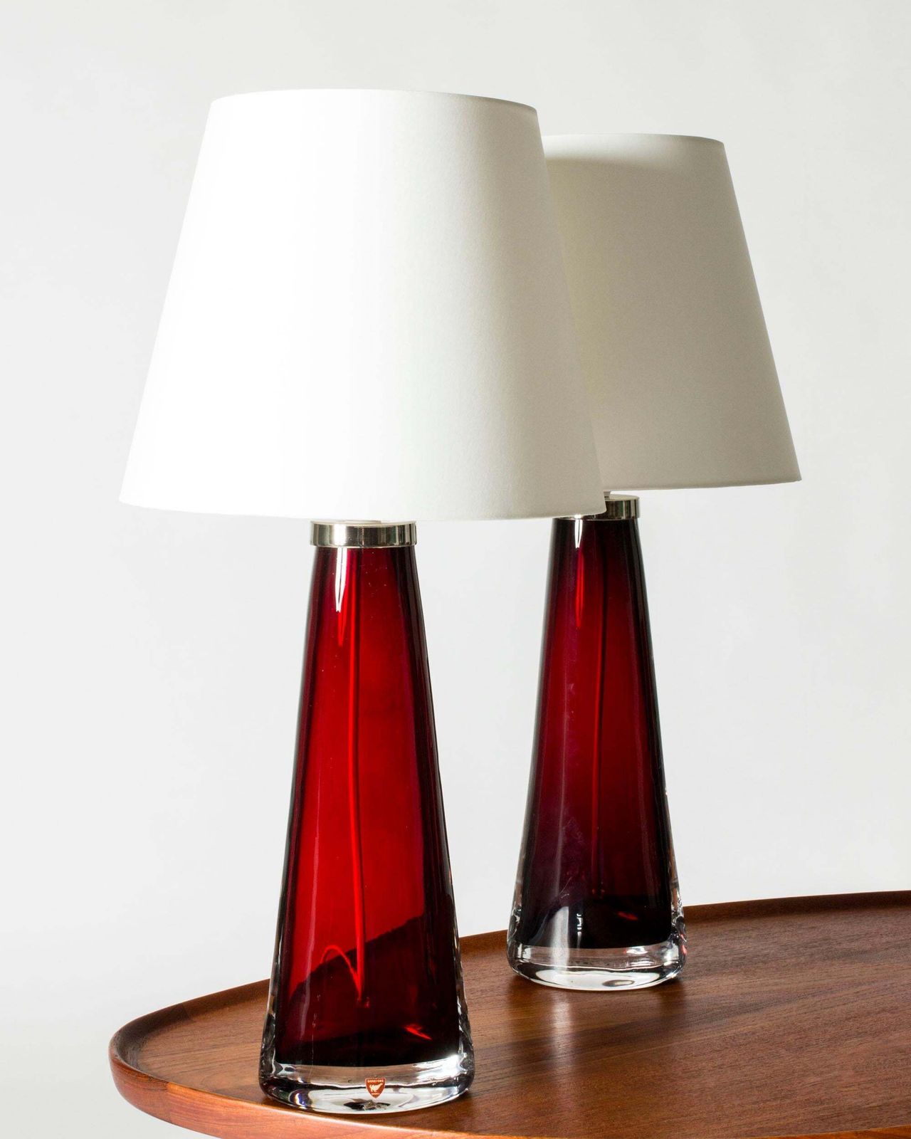 Lampes de table mid-century en verre par Carl Fagerlund, Orrefors, Suède, années 1960 photo furniture