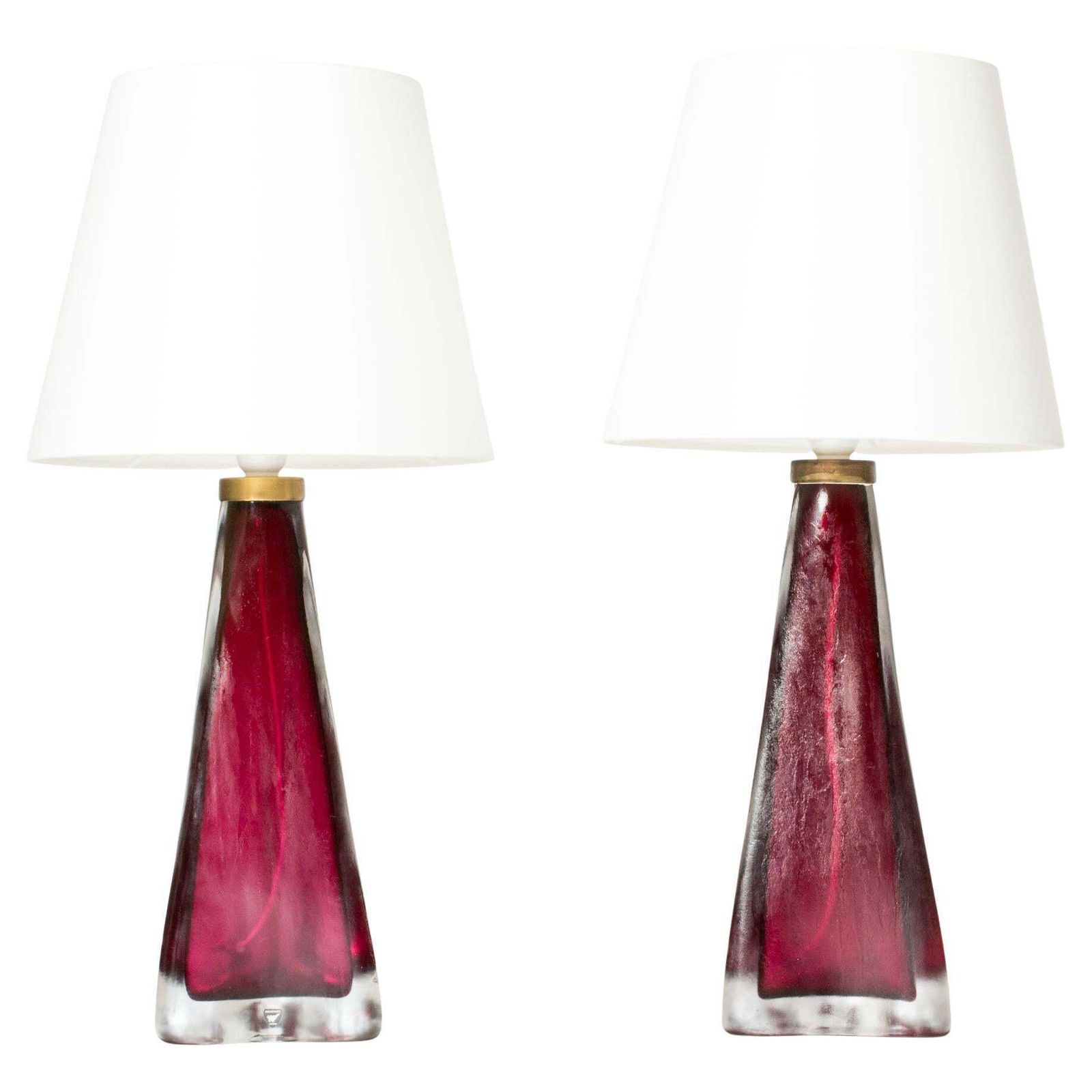 Lampes de table mid-century en verre par Carl Fagerlund, Orrefors, Suède, années 1960