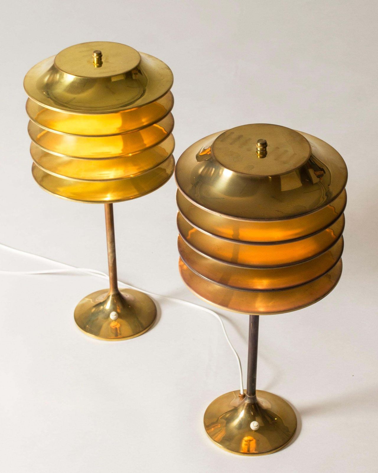 Modernist Brass Table Lamps By Kai Ruokonen For Sievä Oy, Finland, 1970s photo for sale