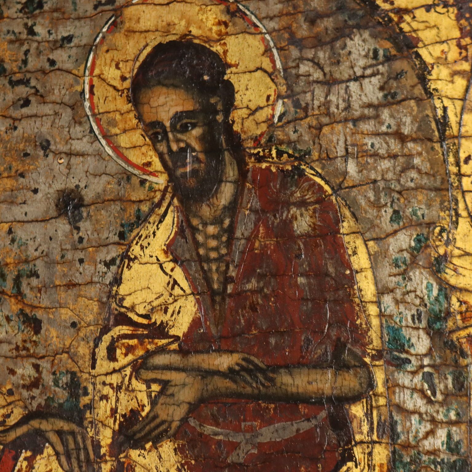 Antique Icon Jesus And Virgin Mary Tempera On Board XVIII Century photo vinterior