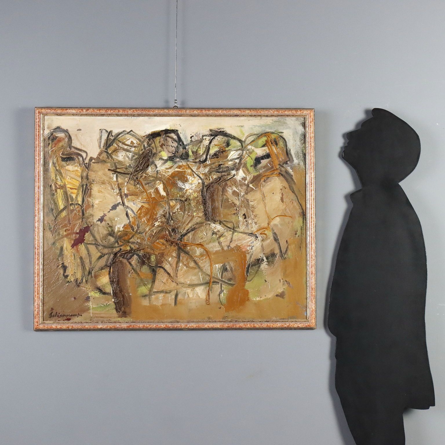 Peinture contemporaine signée Paolo Schiavocampo, Figures, Italie, 1960 photo furniture