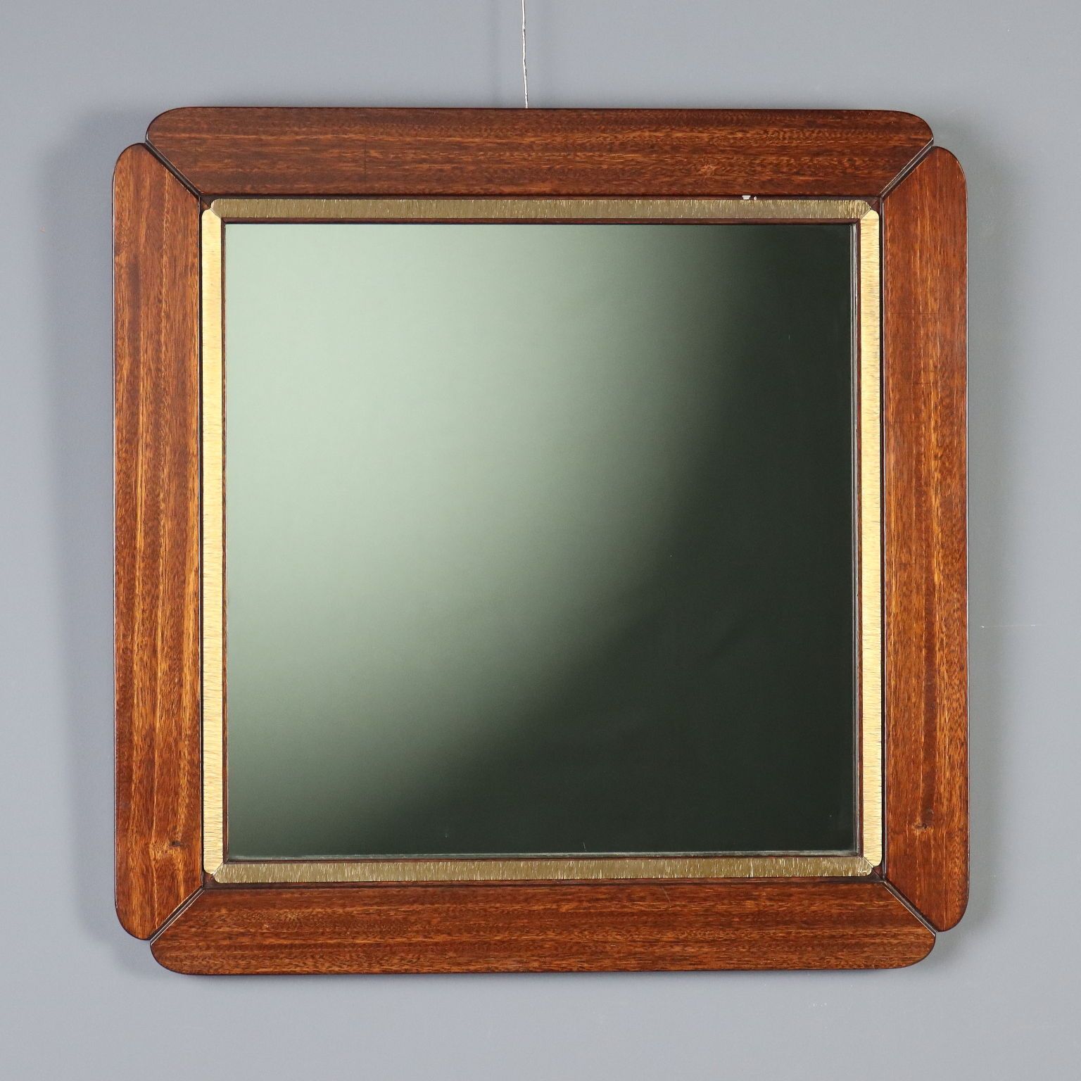 Vintage spiegel Fior Di Loto Design Luciano Frigerio Wood Italy 1970s