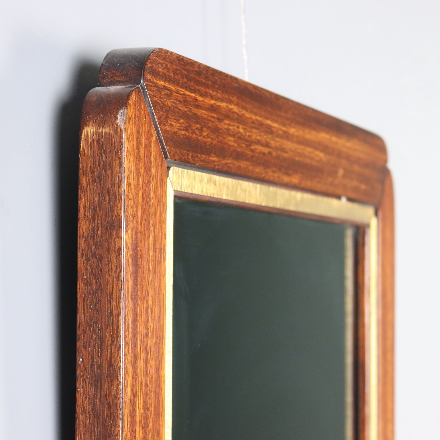 Vintage spiegel Fior Di Loto Design Luciano Frigerio Wood Italy 1970s photo for sale