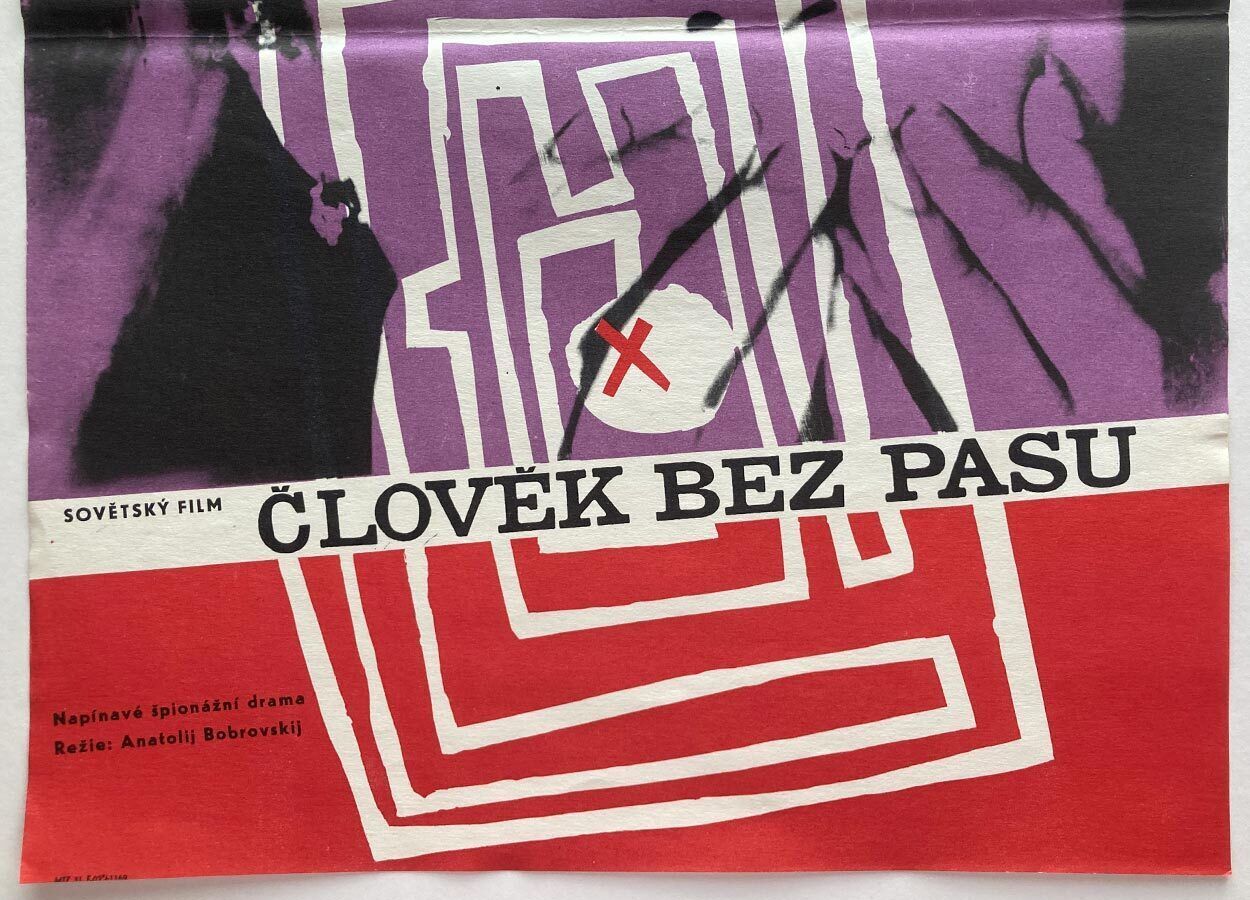 photo for sale Affiche de cinéma, A Man Without A Passport, Věra Nováková, 1966, design tchèque vintage