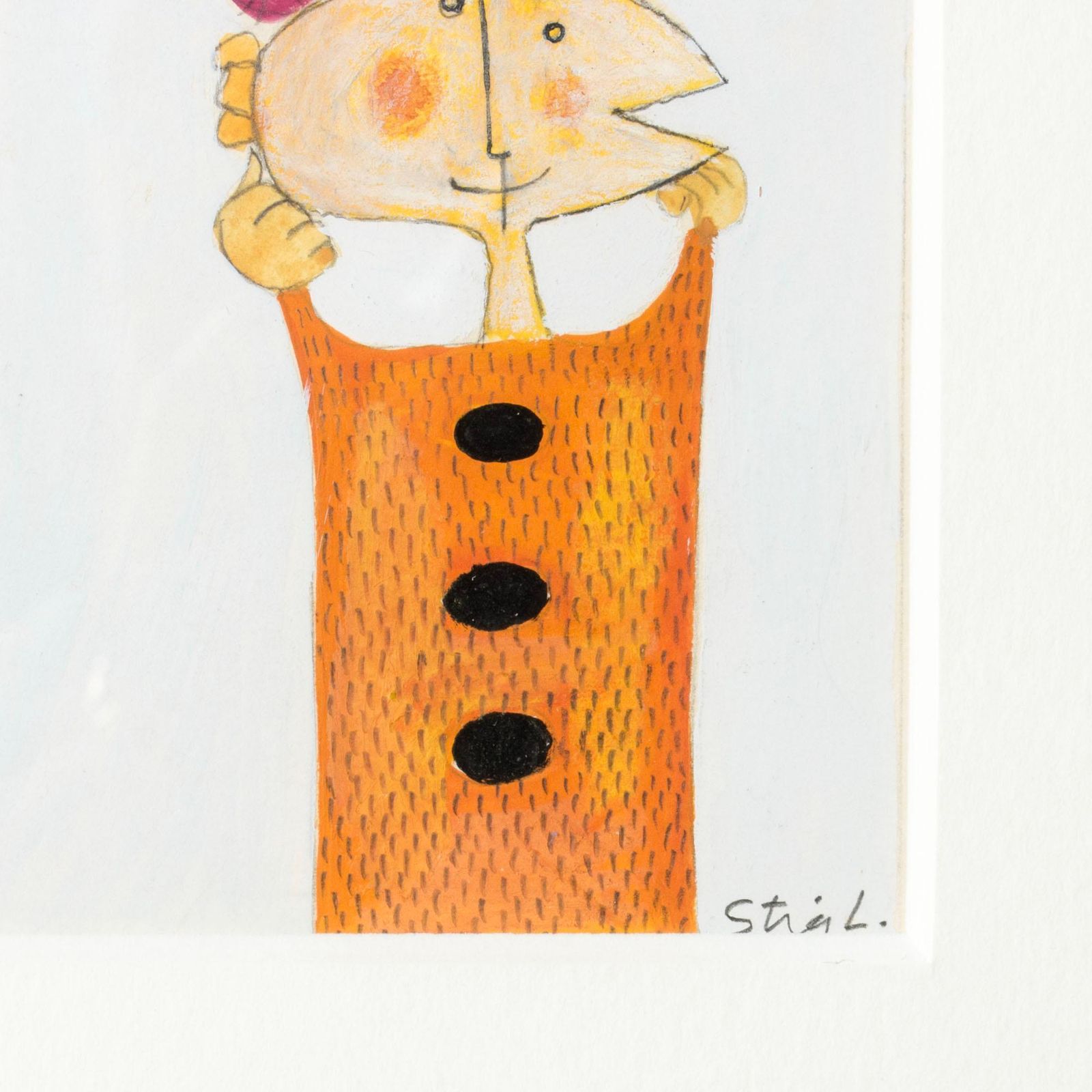 Gouache scandinave moderne par Stig Lindberg, Suède, années 1950 photo for sale