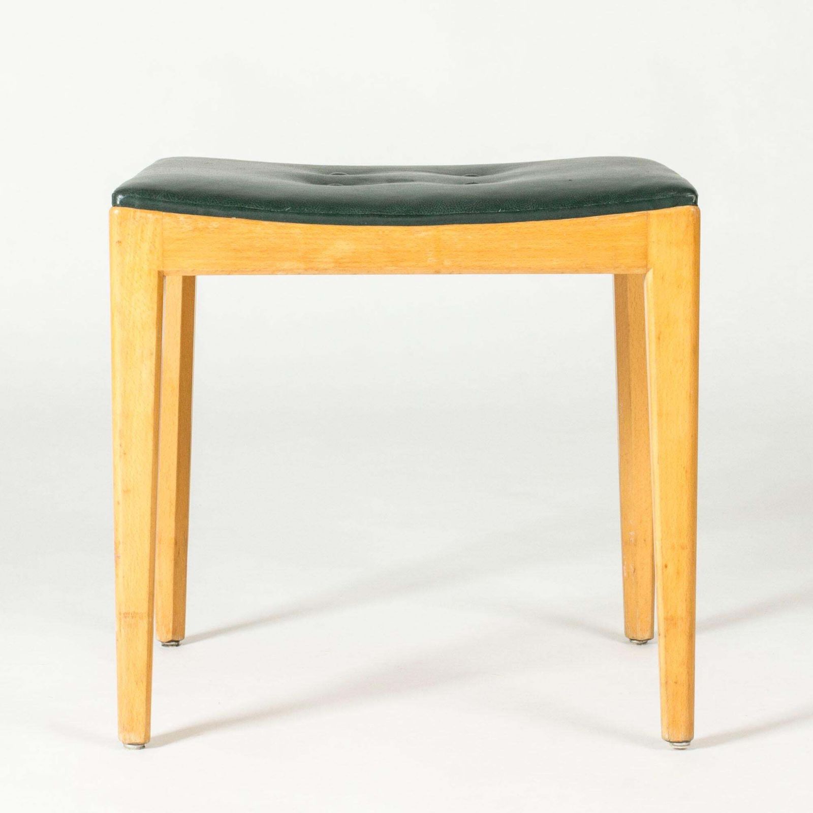 Tabouret mid-century modern en cuir vert, Axel Larsson, Suède, années 1950 photo Mobilier