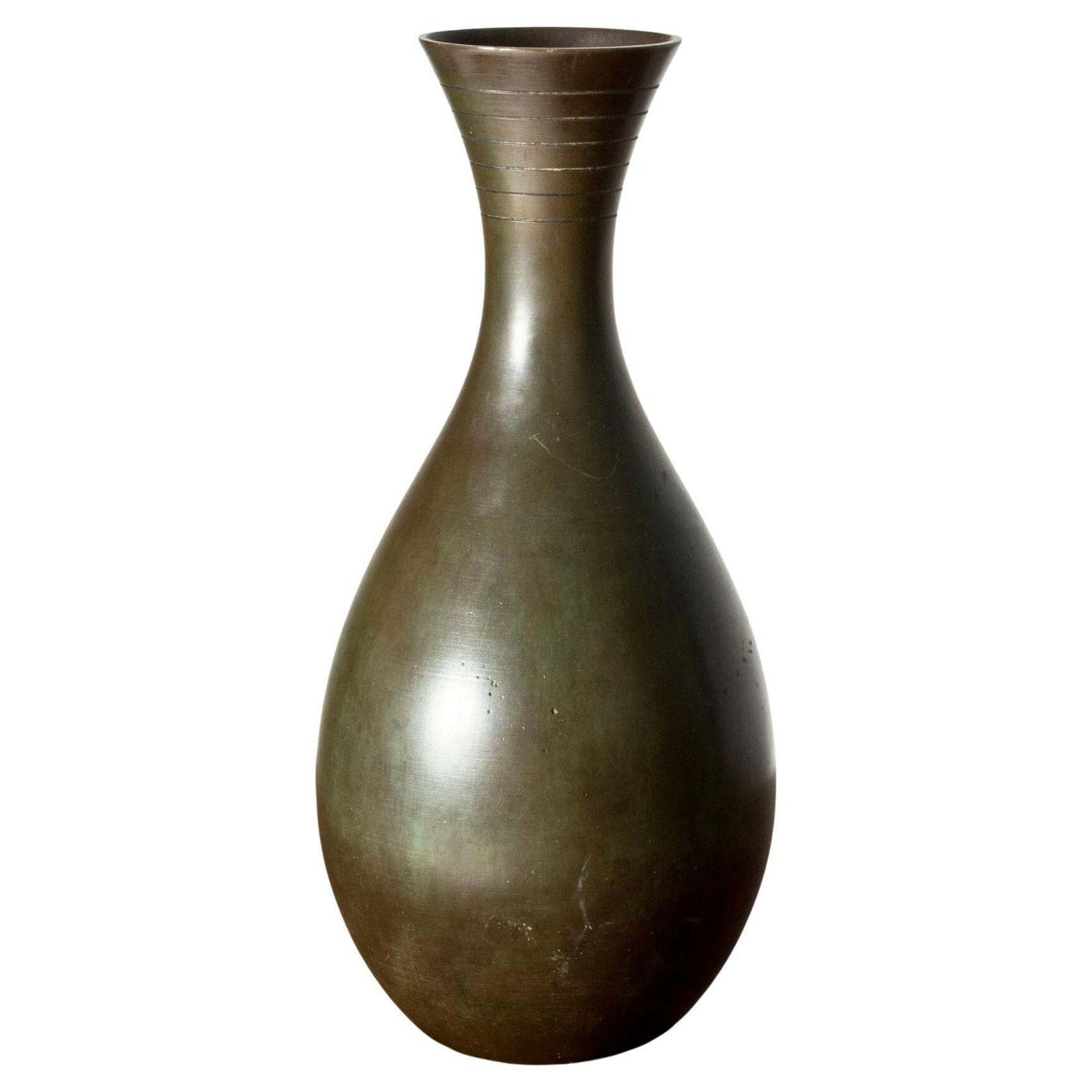 Vase en bronze patiné Mid-Century vintage, Gab, Suède, années 1930