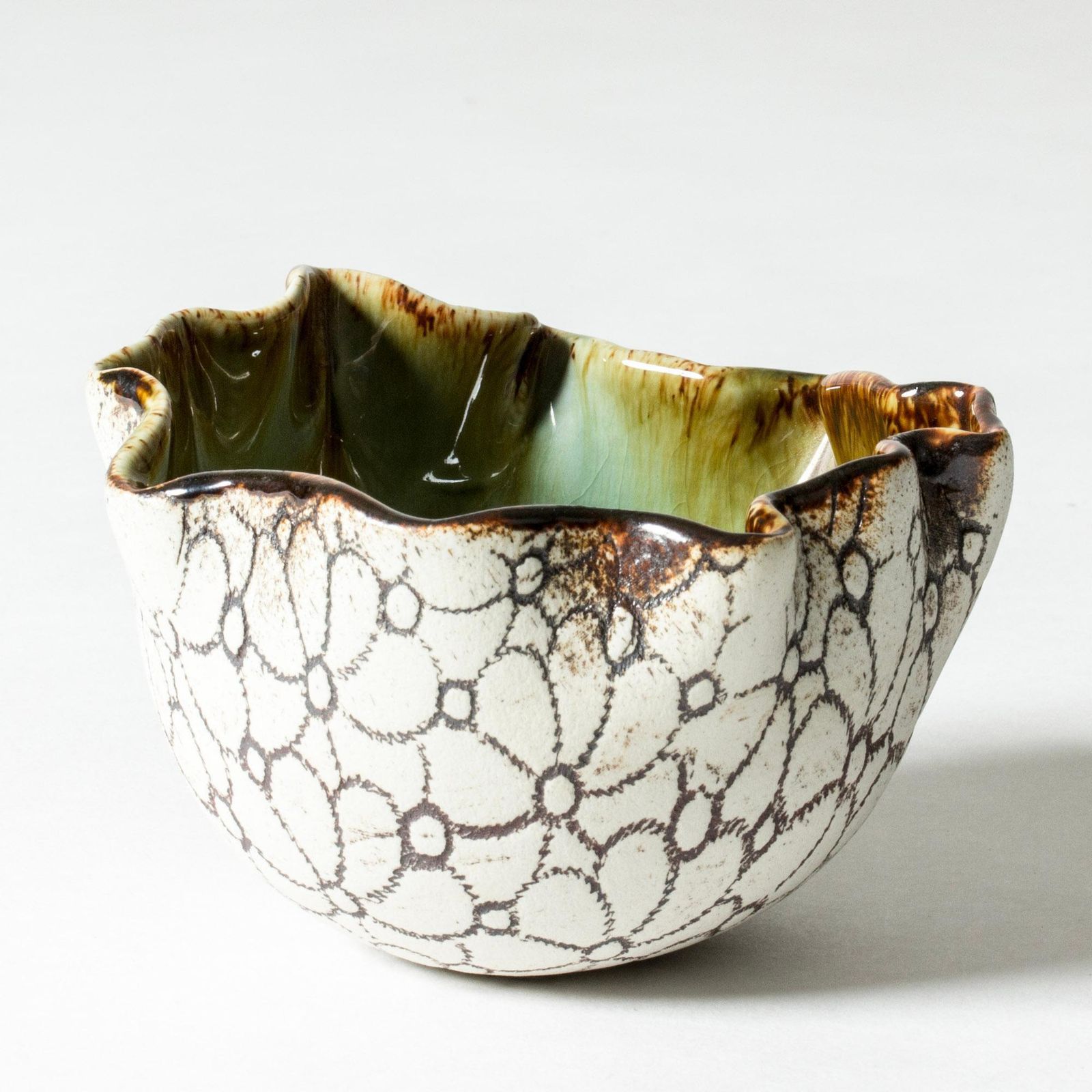 Unique Midcentury Stoneware Bowl By Bengt Berglund, Gustavsberg, 1960s photo for sale