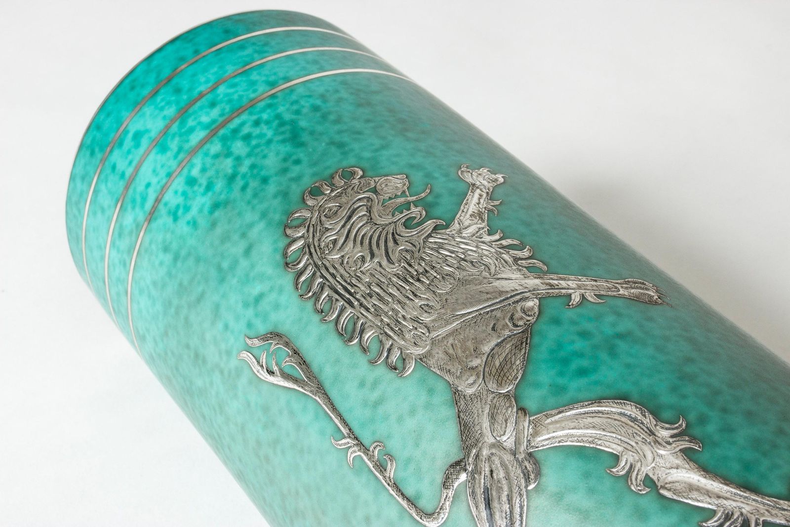 Vase en grès « Argenta » mid-century par Wilhelm Kåge, Gustavsberg, Suède, 1959 photo vinterior