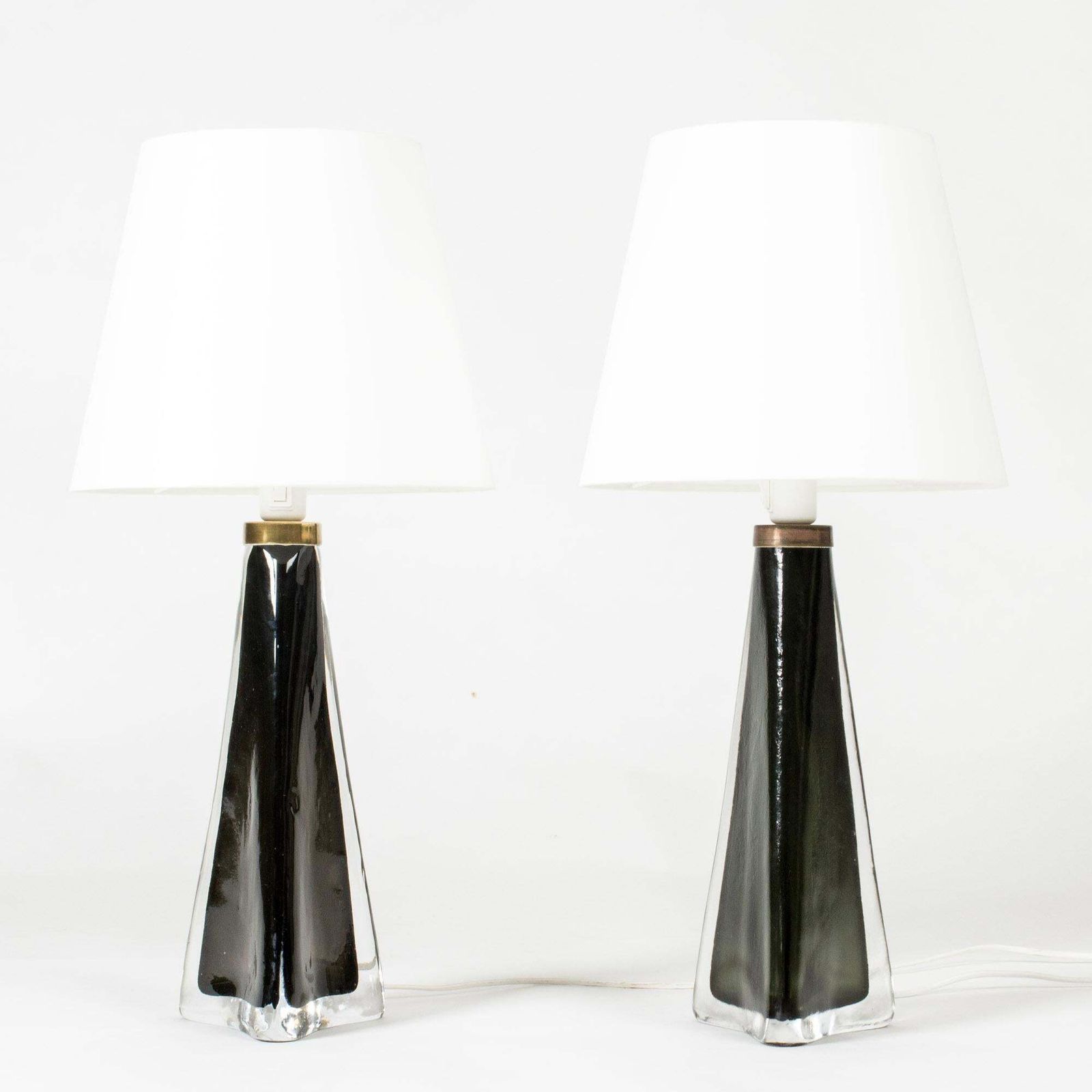 Lampes de table mid-century en verre par Carl Fagerlund, Orrefors, Suède, années 1960 photo furniture