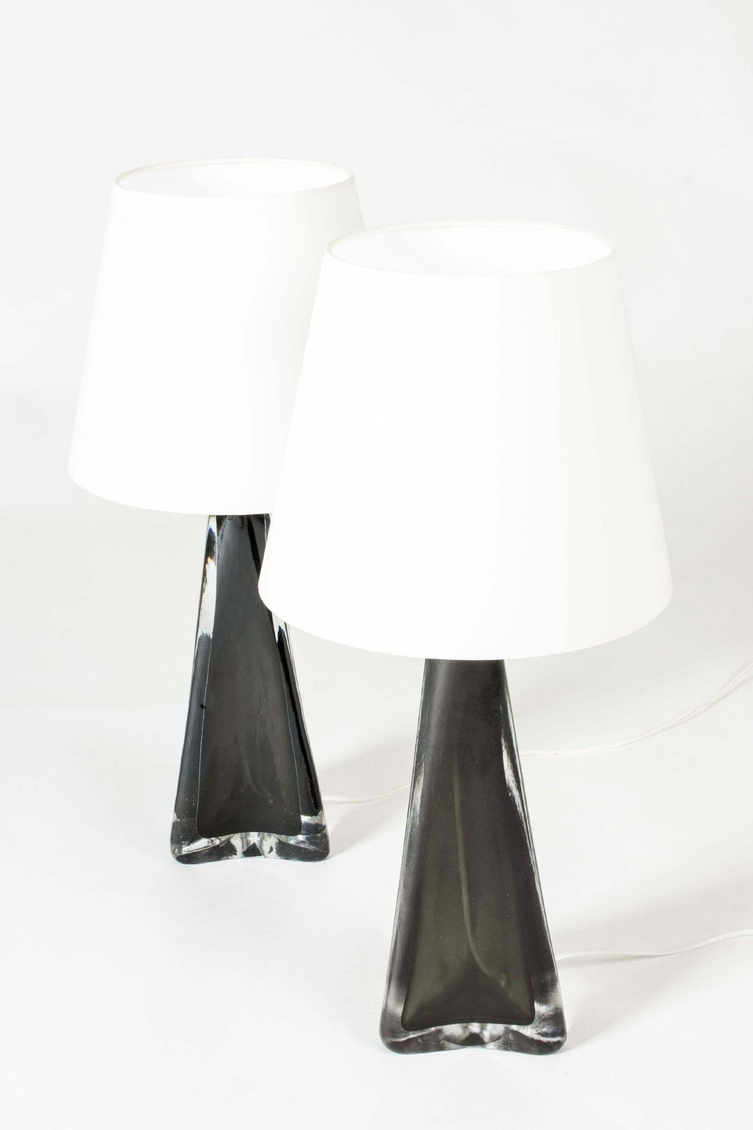 Lampes de table mid-century en verre par Carl Fagerlund, Orrefors, Suède, années 1960 photo for sale