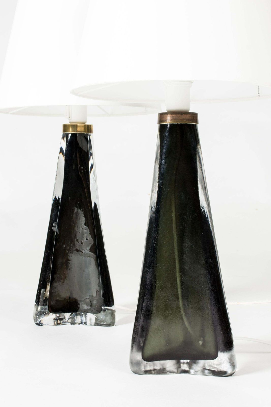 Lampes de table mid-century en verre par Carl Fagerlund, Orrefors, Suède, années 1960 photo Luminaires