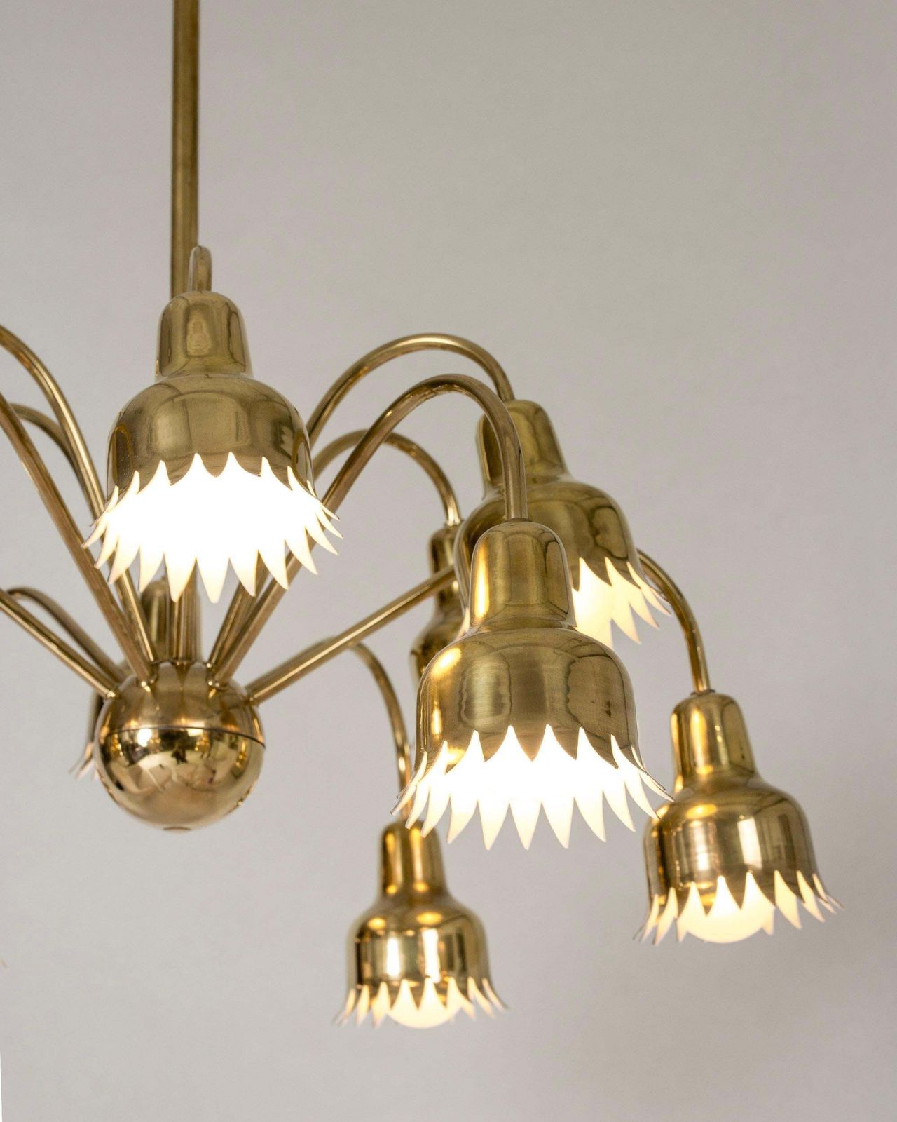Scandinavische mid-century messing hanglamp, Hans Bergström, Zweden, jaren 1940 photo for sale