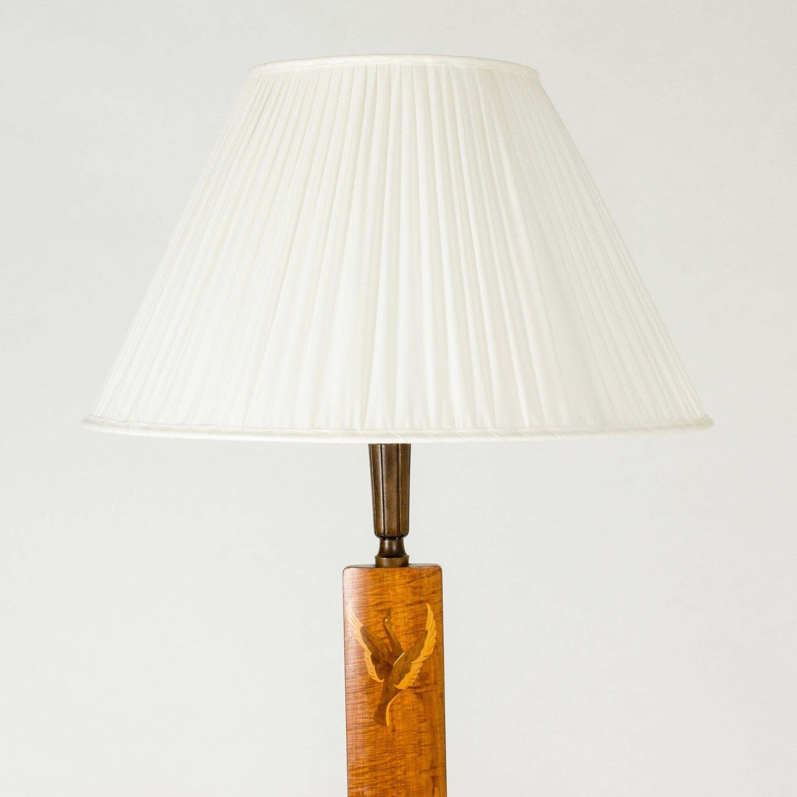 Swedish Modern Floor Lamp With Inlays, Mjölby Intarsia, Sweden, 1930s photo for sale