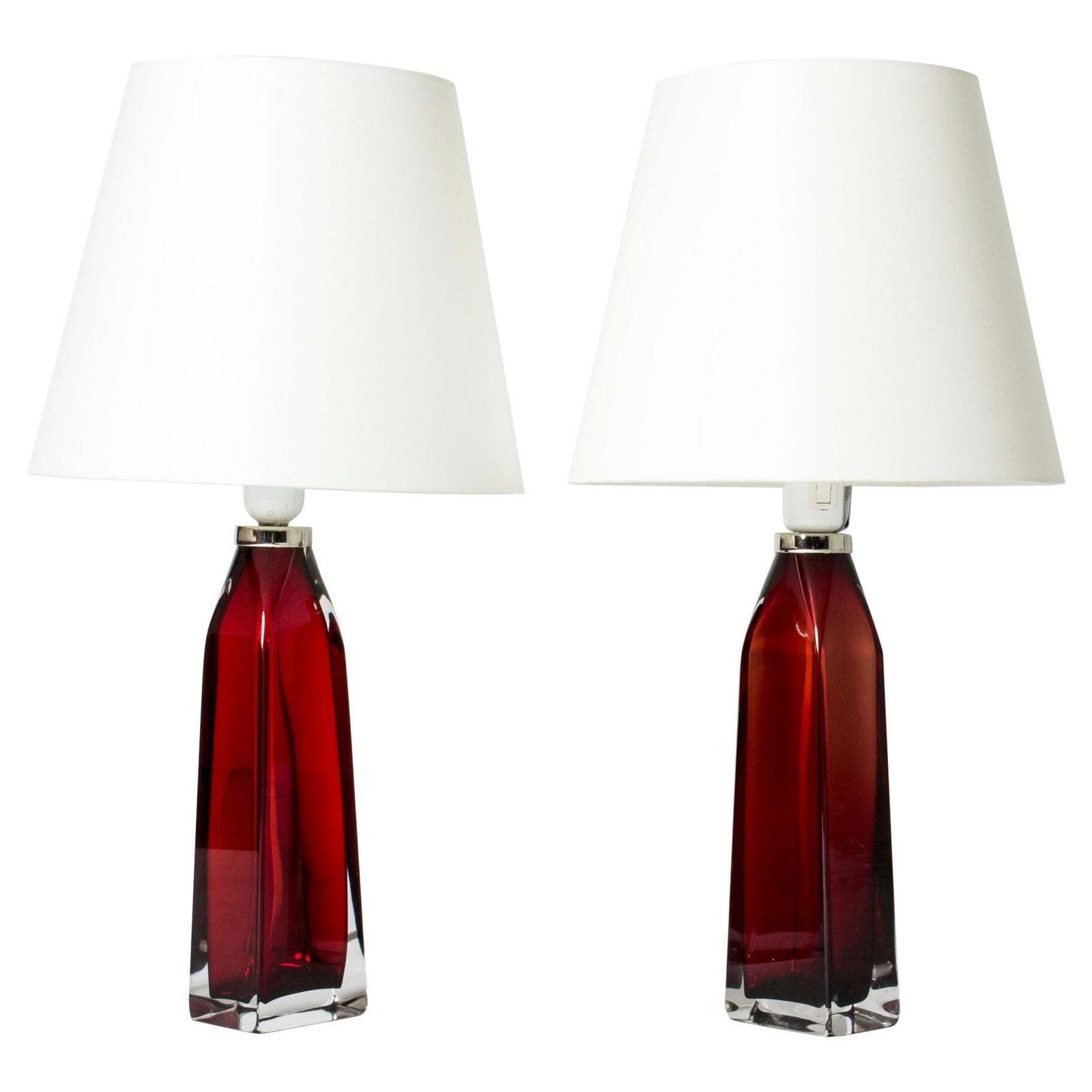 Mid-century glazen tafellampen van Carl Fagerlund, Orrefors, Zweden, jaren 1960