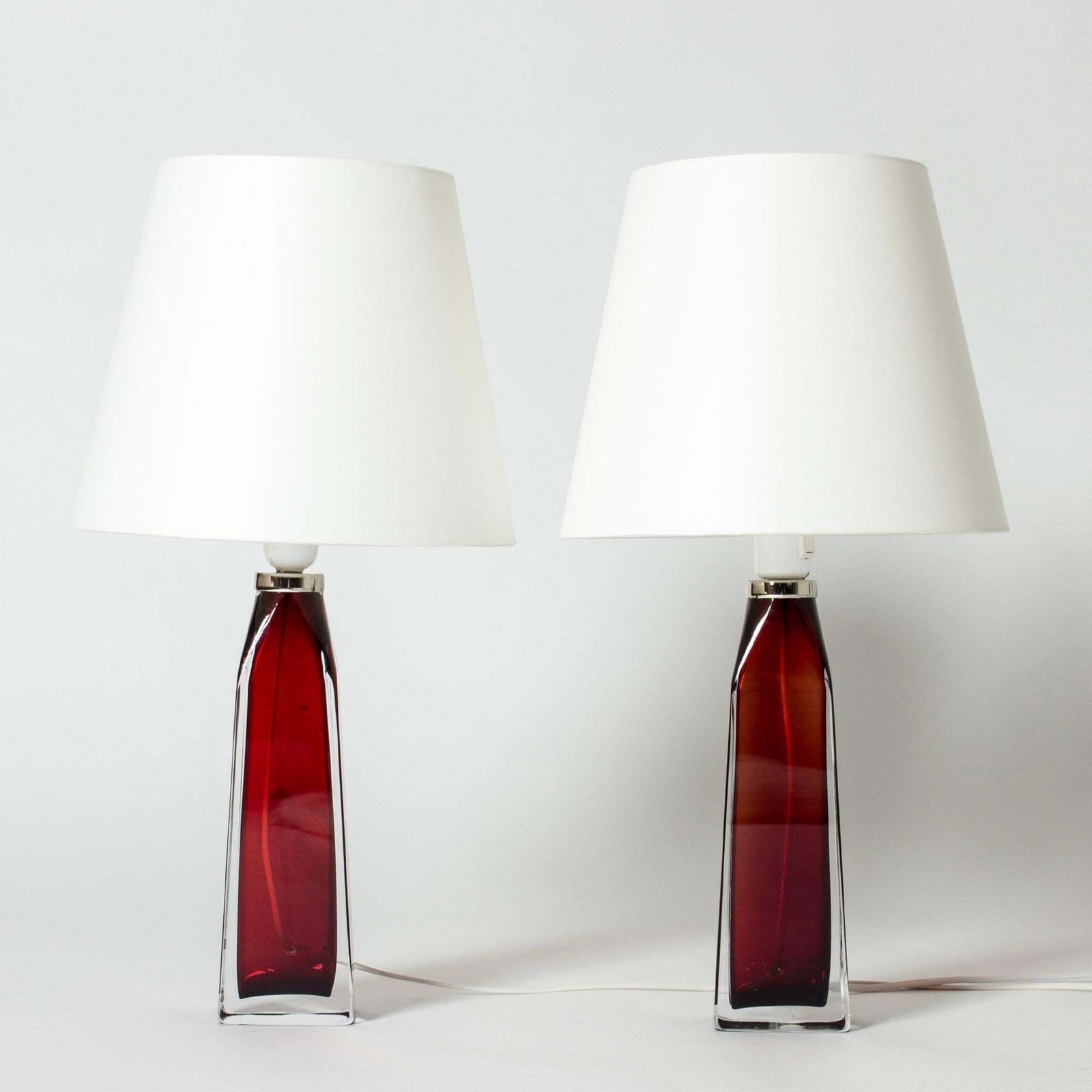Midcentury Glass Table Lamps By Carl Fagerlund, Orrefors, Sweden, 1960s photo for sale