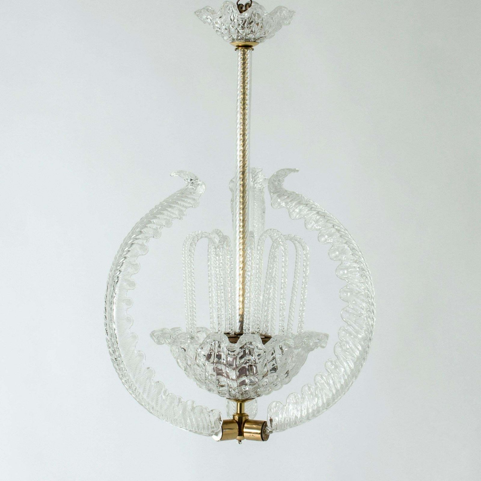 Swedish Grace Kroonluchter van Fritz Kurz, Orrefors, Zweden, jaren 1940 photo for sale