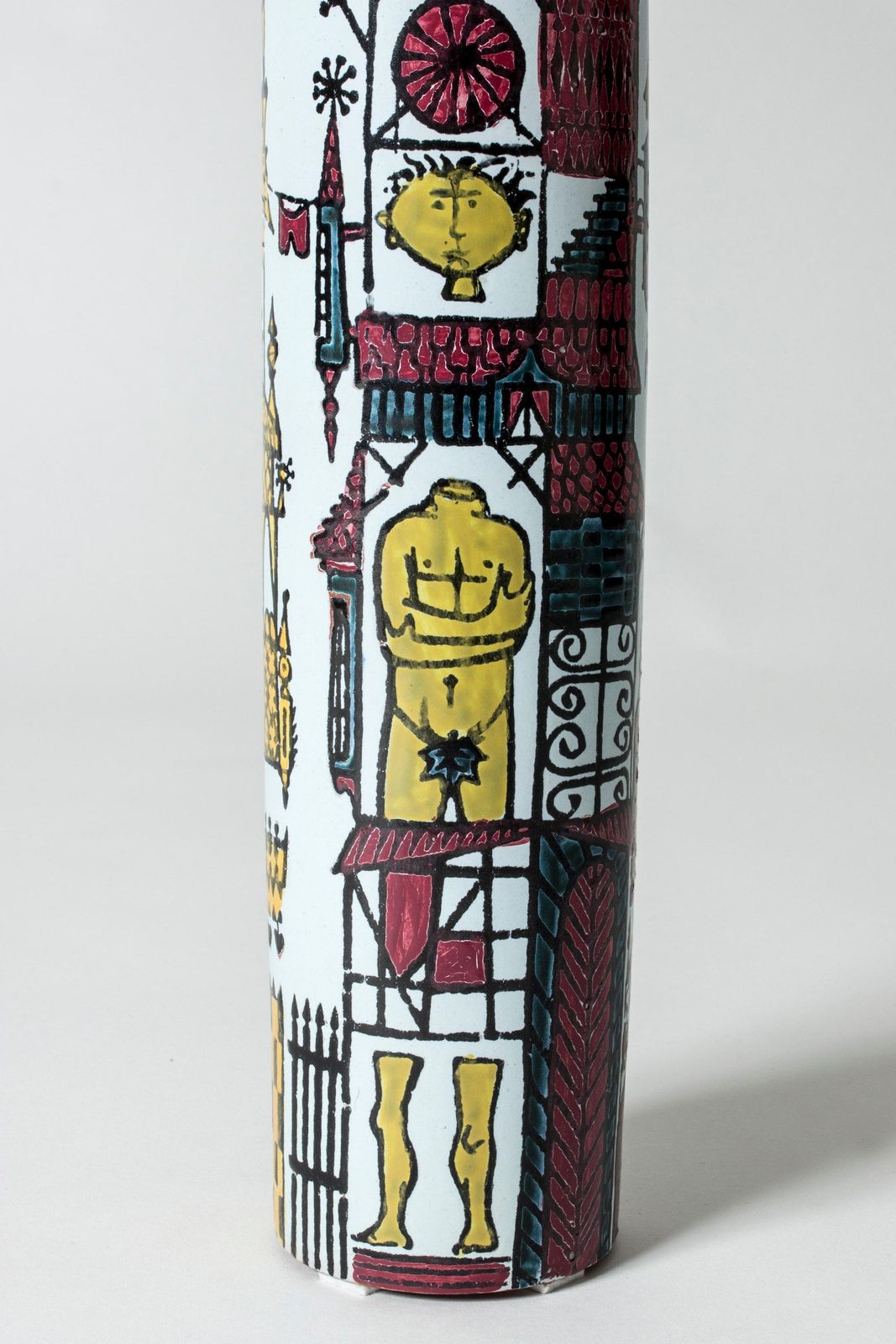 Stig Lindberg Faience Karneval Vase, Scandinavian Modern, 1950s photo Home Decor