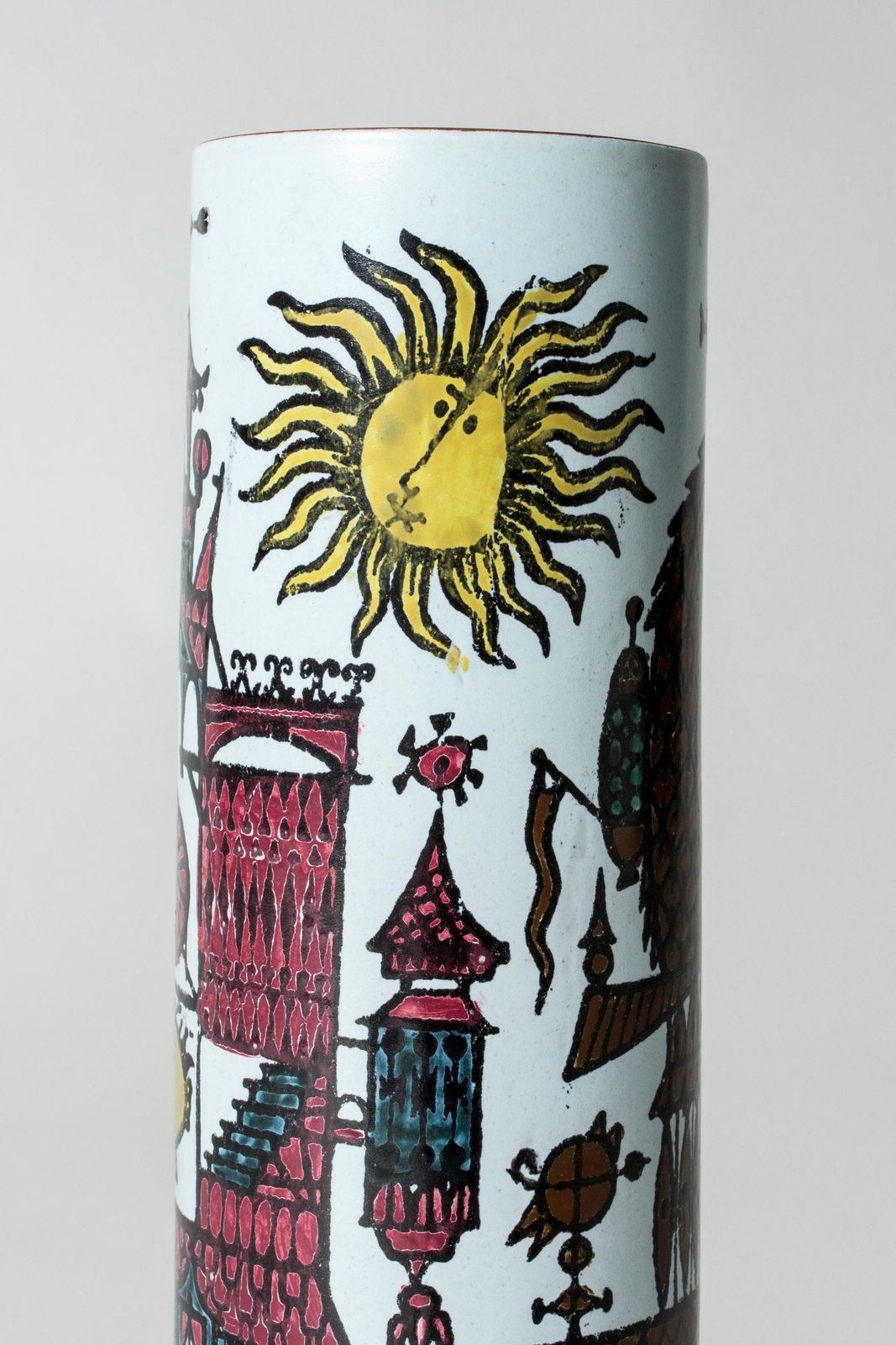 Stig Lindberg Faience Karneval Vaas, Scandinavian Modern, jaren 1950 photo 1899.0