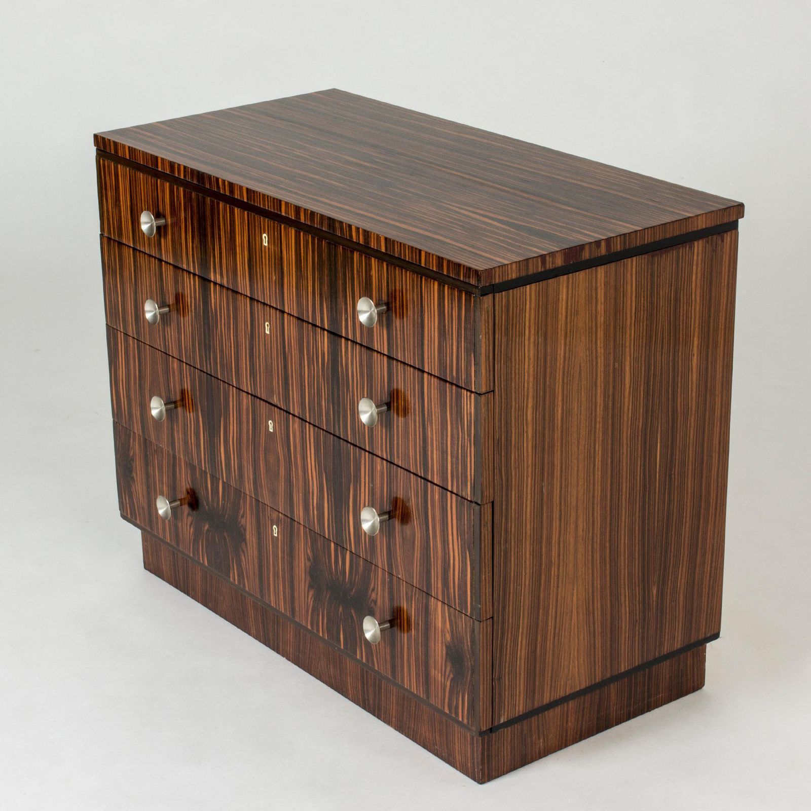 Swedish 1930s Functionalist Zebrano Chest Of Drawers photo for sale
