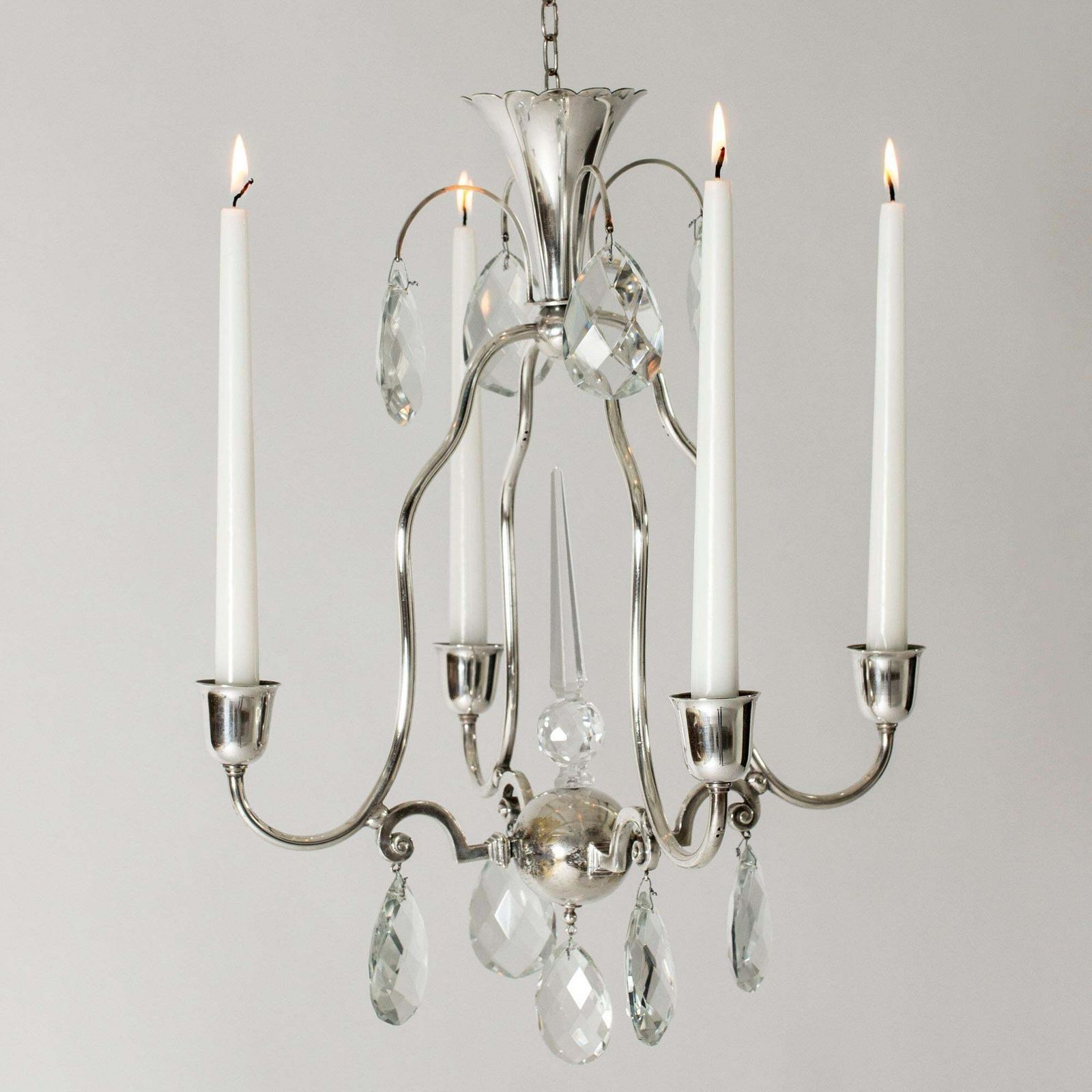 Lustre à bougies par Elis Bergh pour C. G. Hallberg, Suède, années 1920 photo Luminaires