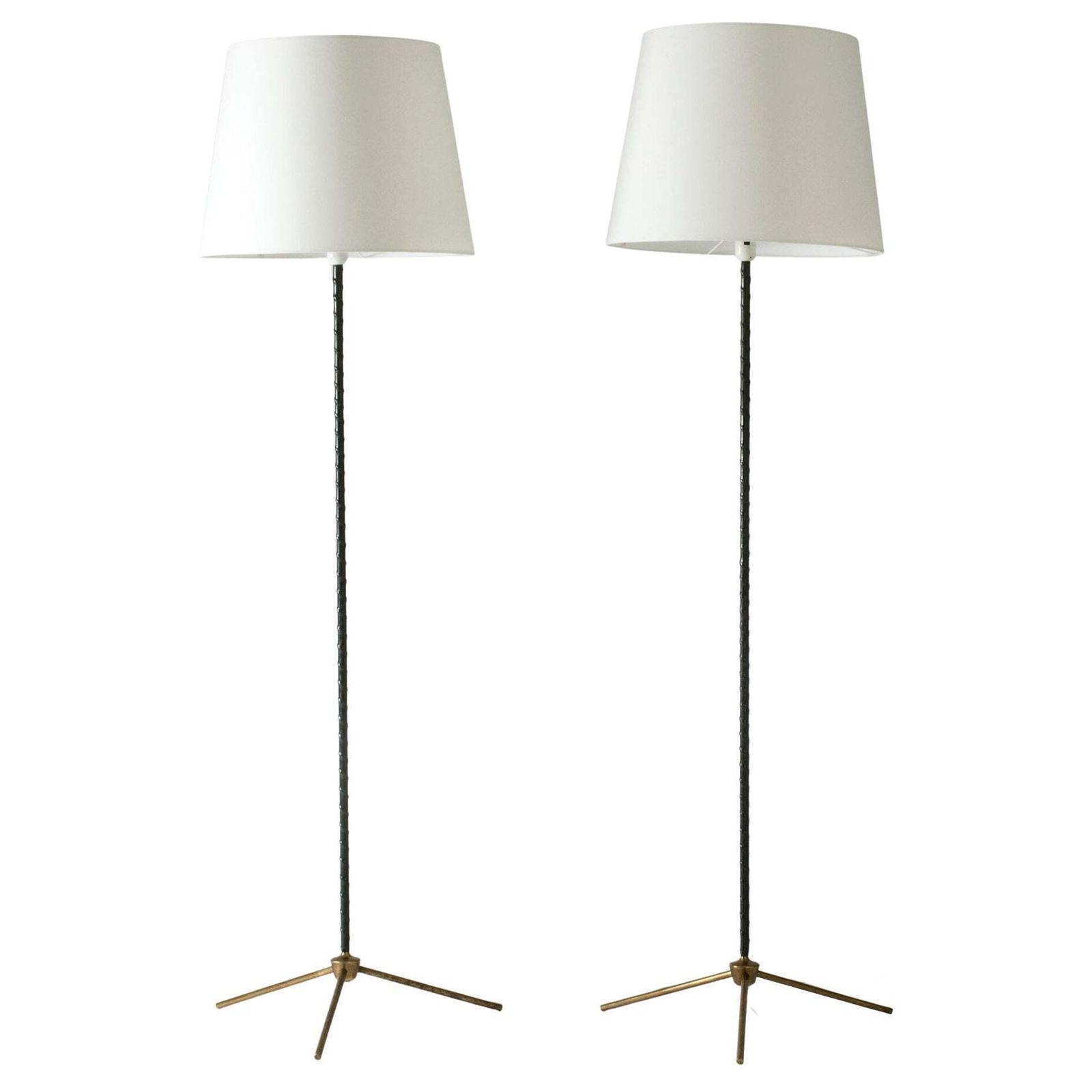 Scandinavian Modern vloerlampen van Bergboms, messing en leer, Zweden