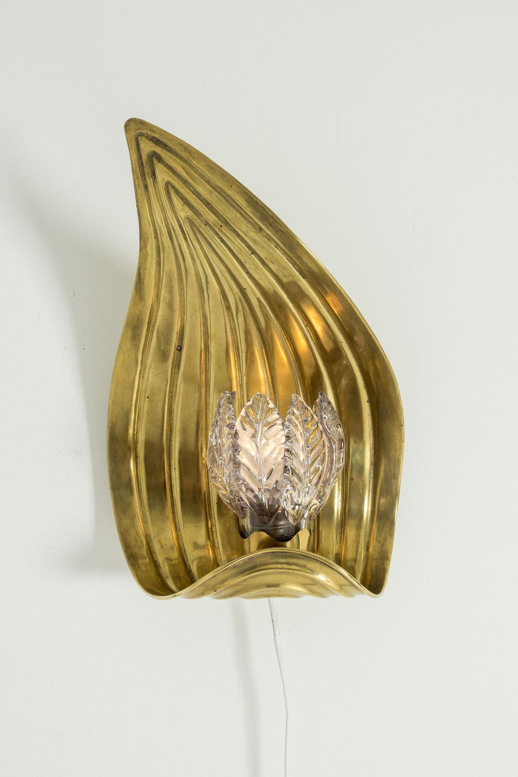Paar Glazen en Messing Zweedse Modern Wandlampen, jaren 1940 photo Verlichting