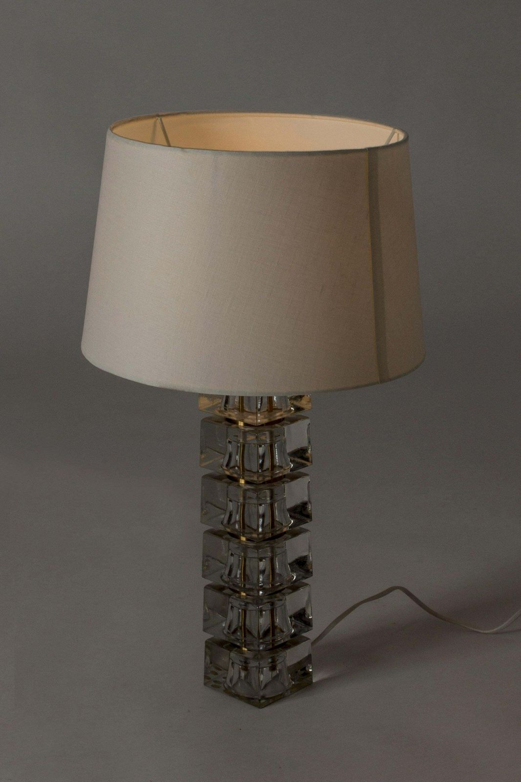 Swedish 1960s Crystal Glass Table Lamp photo for sale