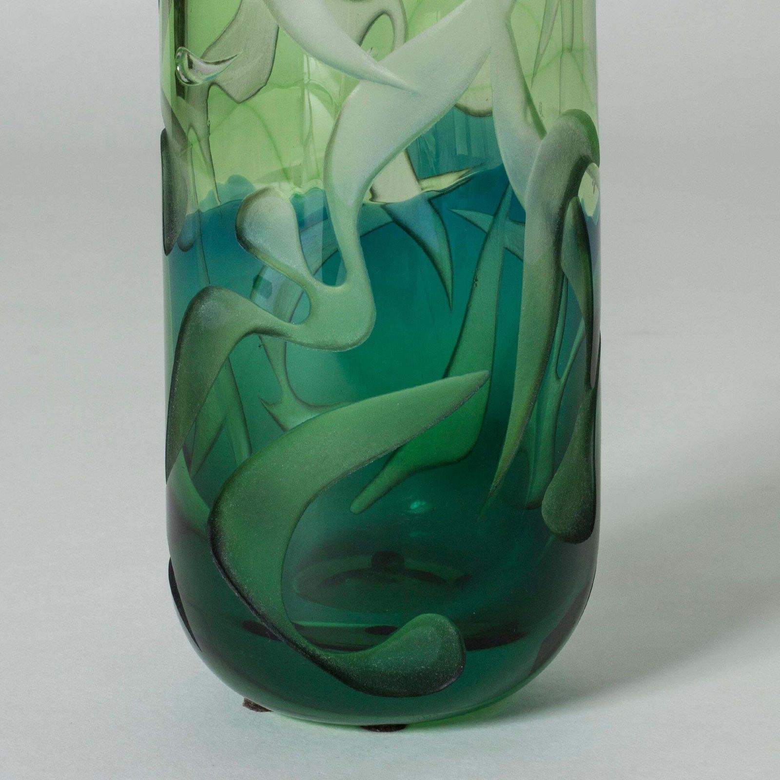 Vase en verre Vicke Lindstrand, Scandinavian Modern, Suède, années 1950 photo vinterior