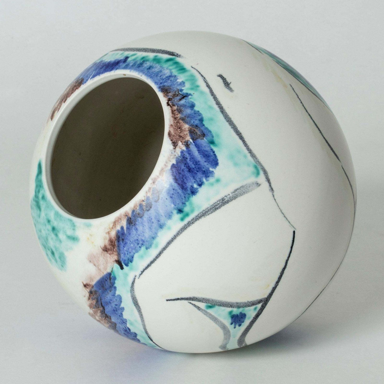 Vase en grès Scandinavian Modern par Isaac Grünewald, Suède, années 1940 photo Décoration
