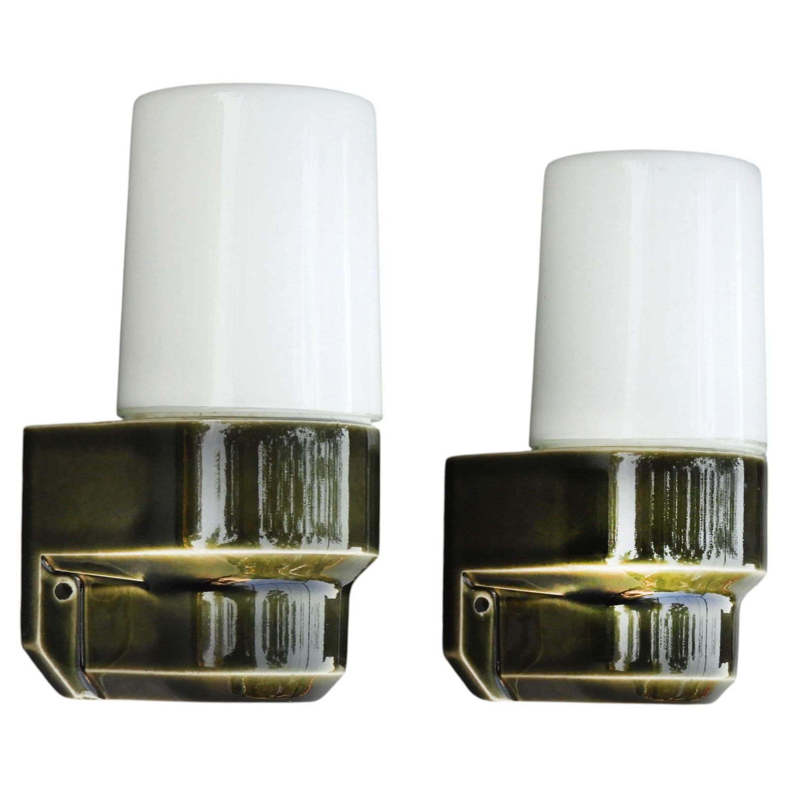 Pair Of Swedish Mid Century Ifö 6081 Porcelain Wall Lights, C.1970s