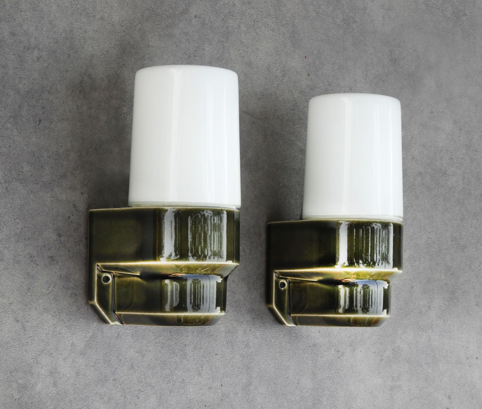 Pair Of Swedish Mid Century Ifö 6081 Porcelain Wall Lights, C.1970s photo furniture