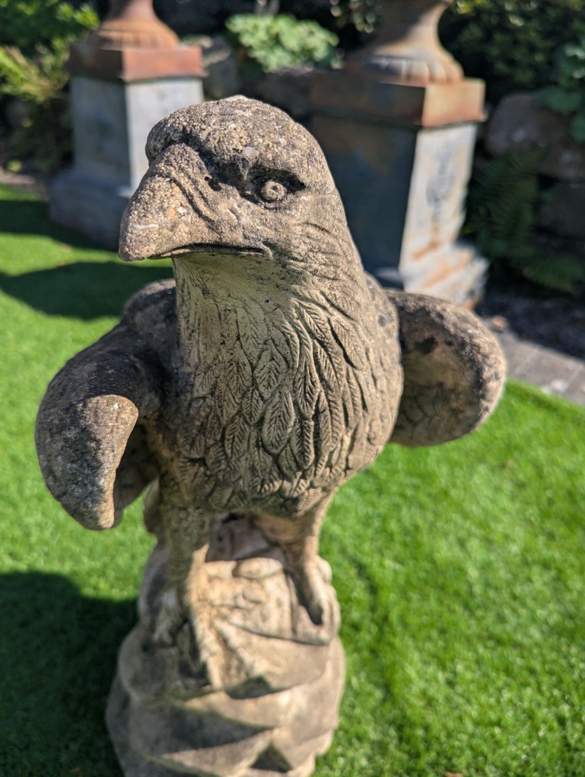 Vintage Re Constituted Stone Eagle Natural Aged Patina  Delivery Available 0381 photo vinterior