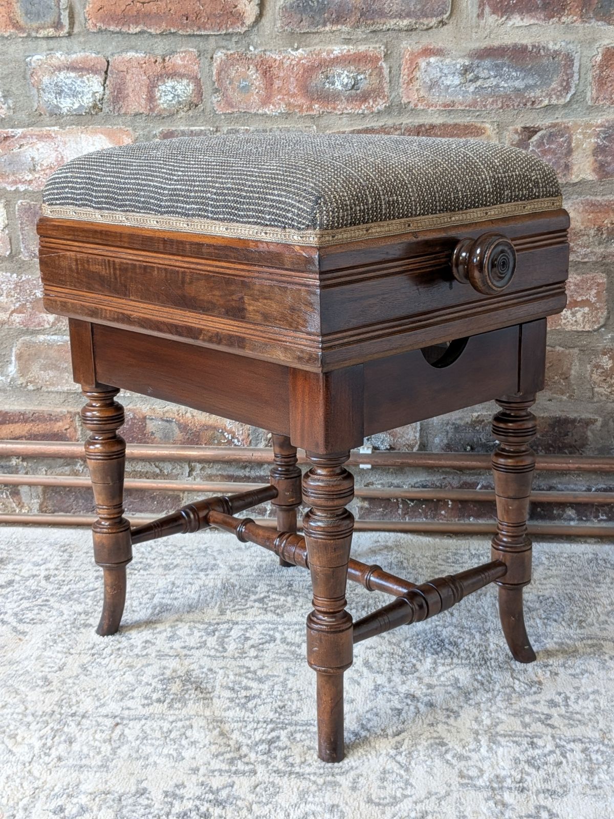 Victorian Mechanical Rise And Fall Piano Stool By Brooks Ltd photo vinterior