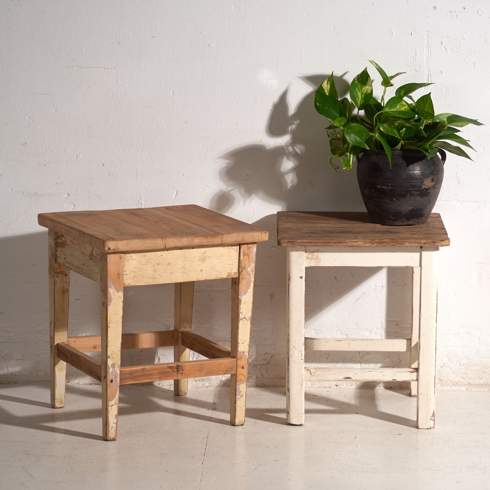 Antique Bedside Tables In Pine Wood – Central Europe, Circa 1940 #7