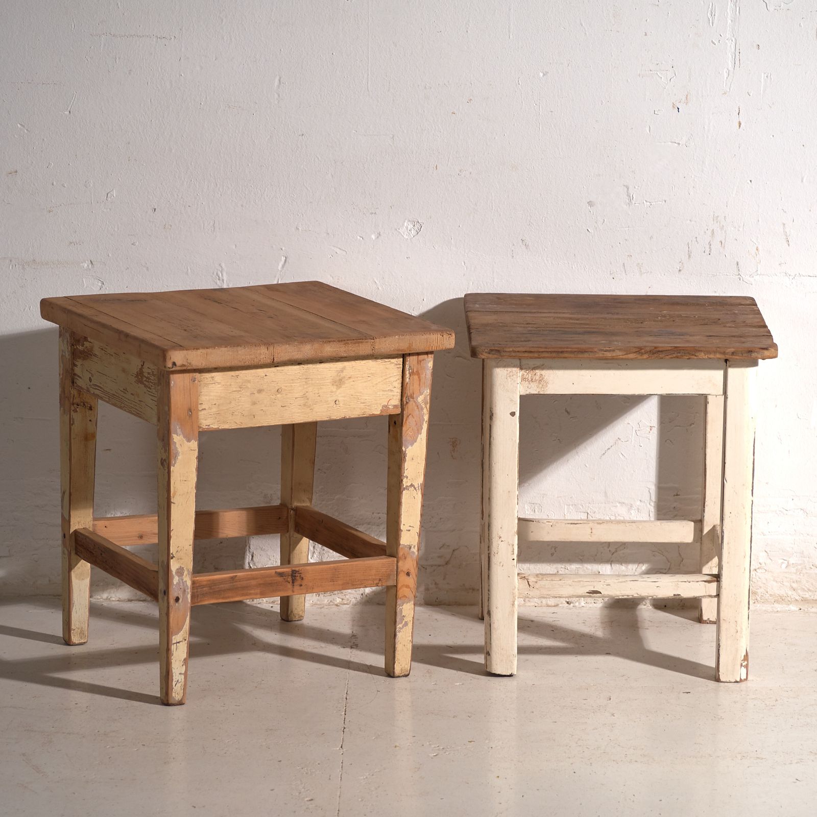 Furniture Antique Bedside Tables In Pine Wood – Central Europe, Circa 1940 #7 photo