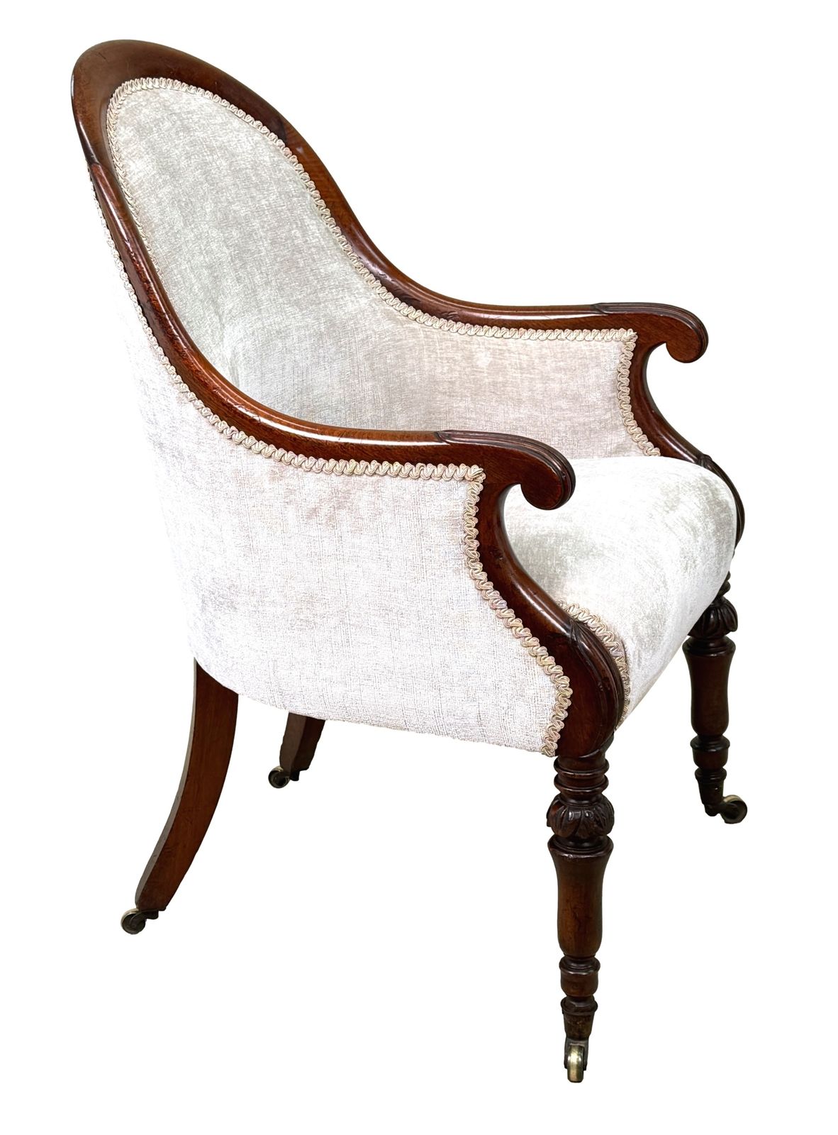 Fauteuil de bibliothèque Regency en acajou, style cuvette, Angleterre, XIXe siècle (vers 1825) photo for sale