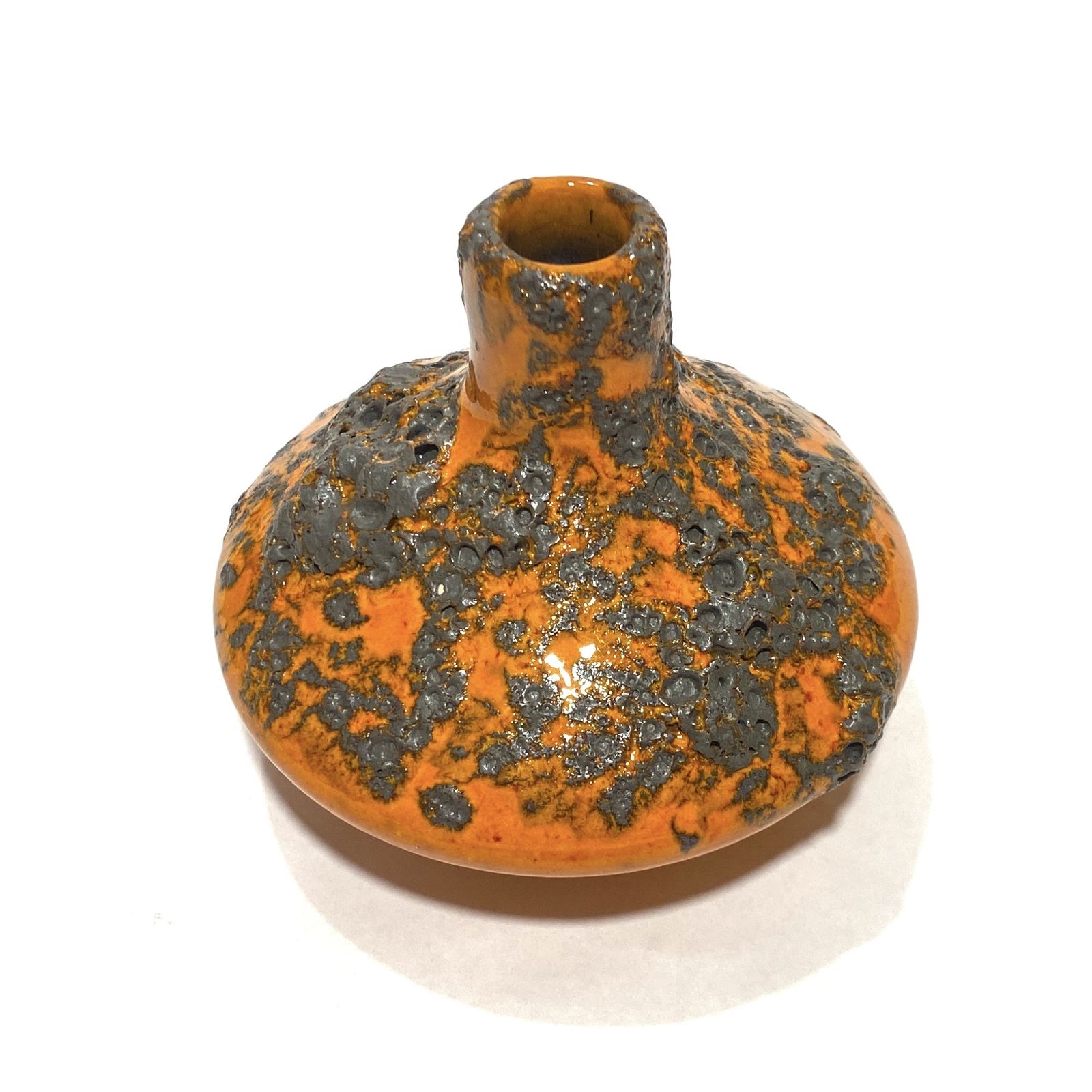 Otto Keramik 206 Vase In Orange Fat Lava (11cm Dia), West German Pottery Glaze photo for sale