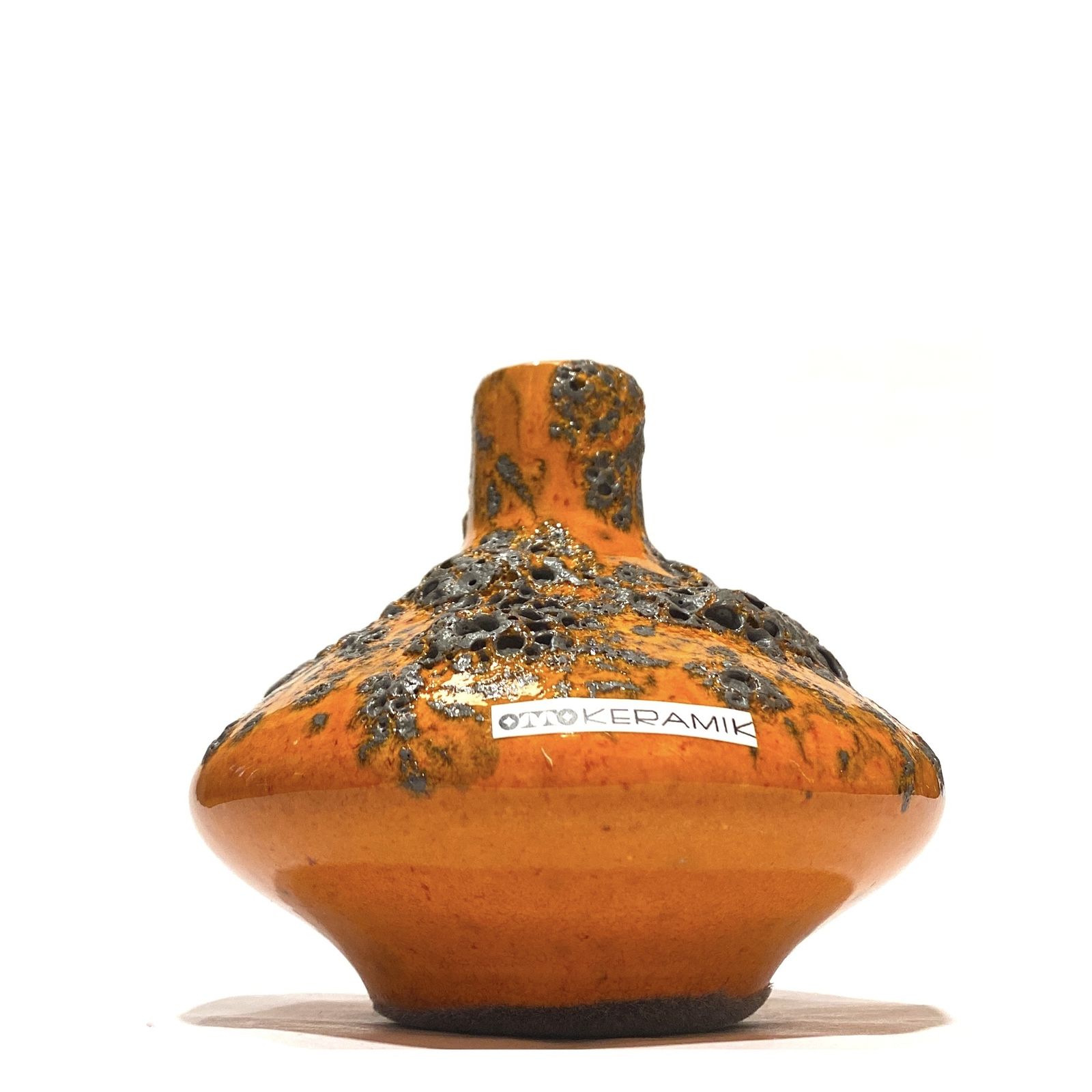 Otto Keramik 206 Vaas in Oranje Fat Lava (11 cm dia), West German Pottery Glaze photo 50.0