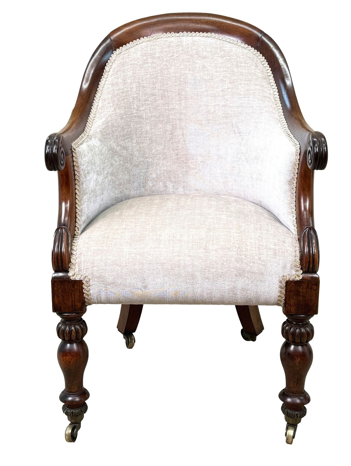 photo vintage Fauteuil de bibliothèque en cuvette en palissandre, époque Regency anglaise, XIXe siècle (Angleterre, vers 1835)