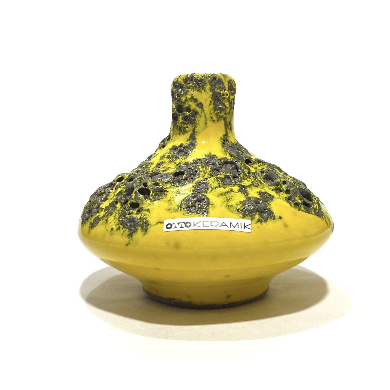 Otto Keramik 206 Vase In Yellow Fat Lava (11cm Dia), West German Pottery Glaze