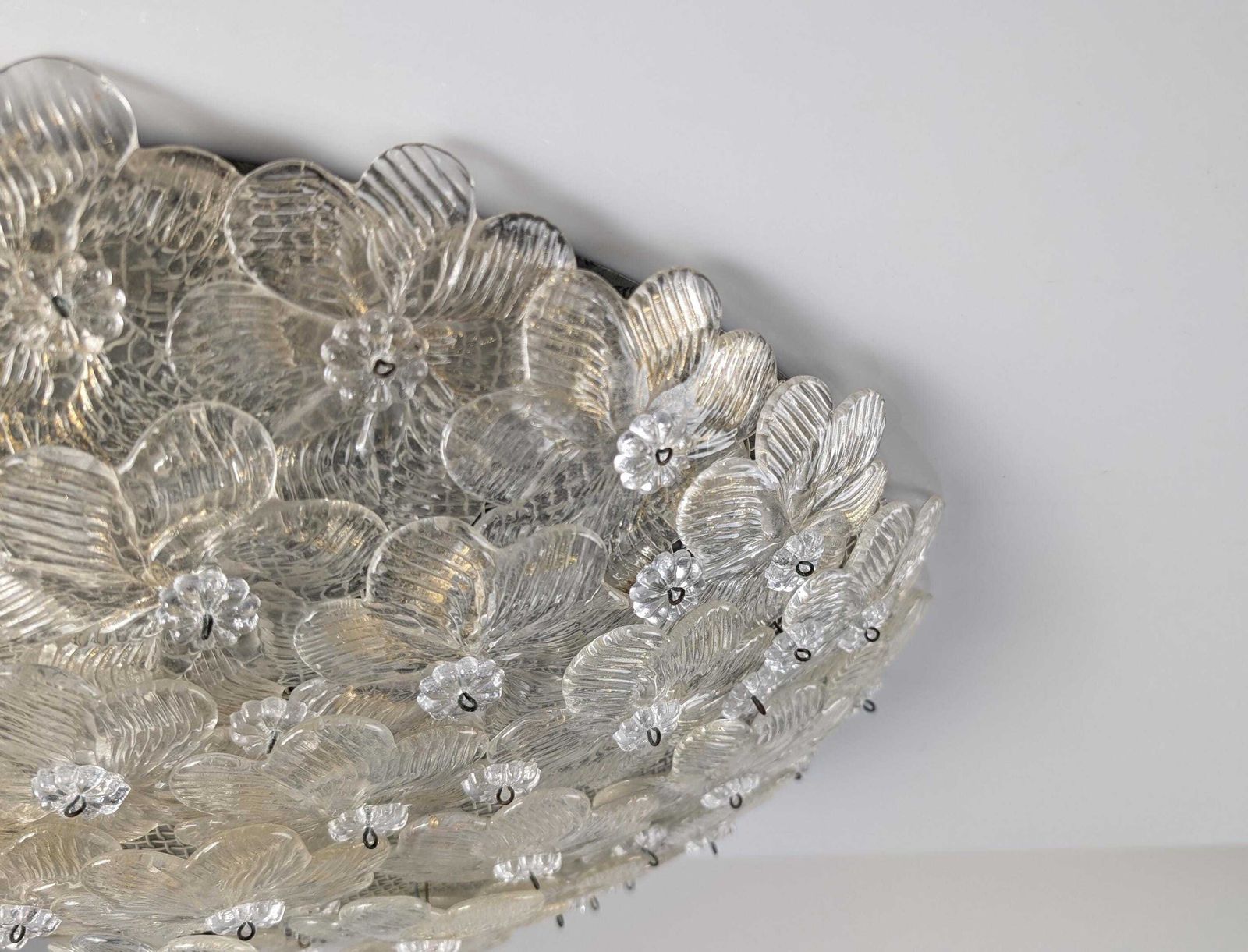 Floral Ceiling Lamp In Murano Glass With Gold Powder Barovier And Toso 1960s photo 1612.0