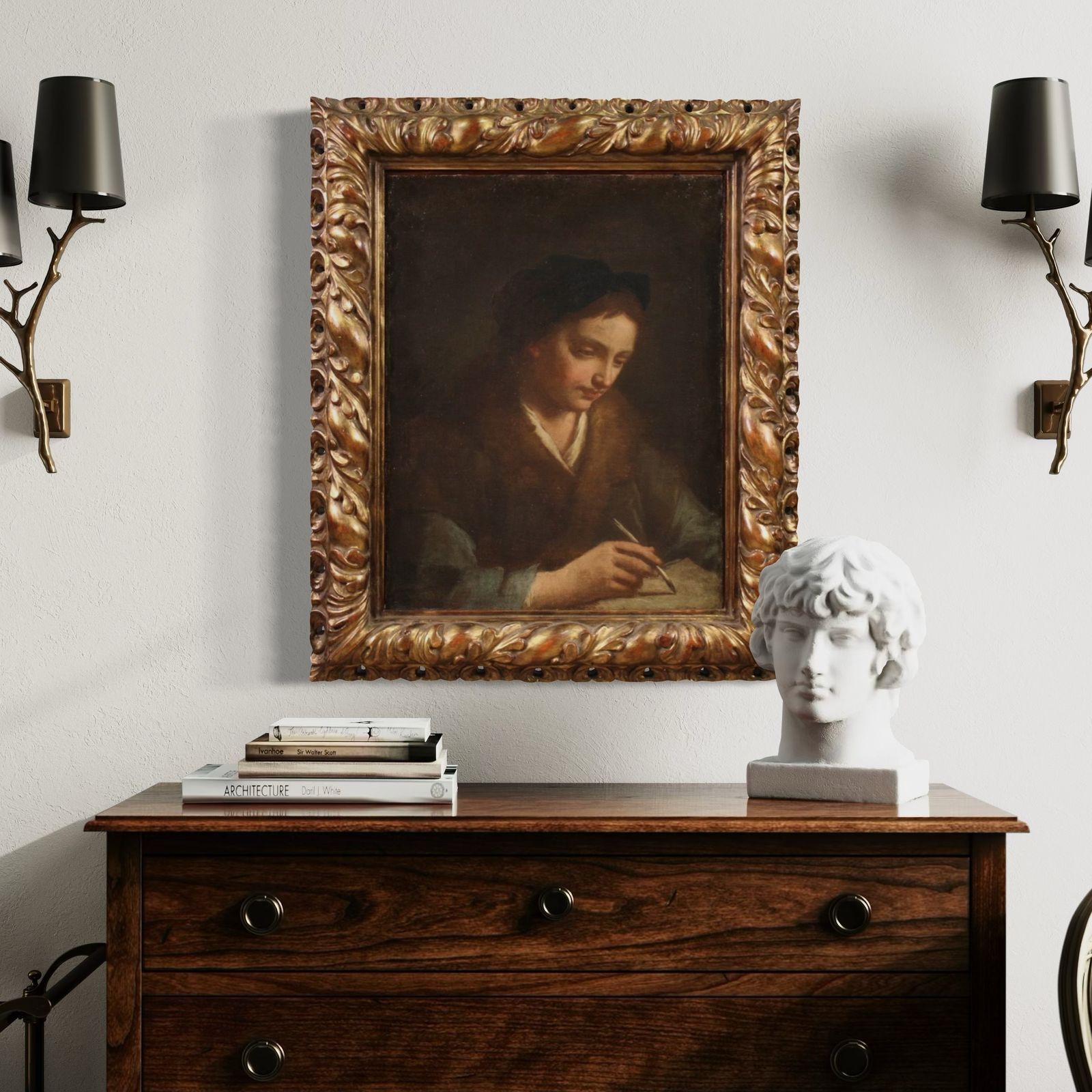 Antique Italian Portrait Painting From The 17th Century photo Art