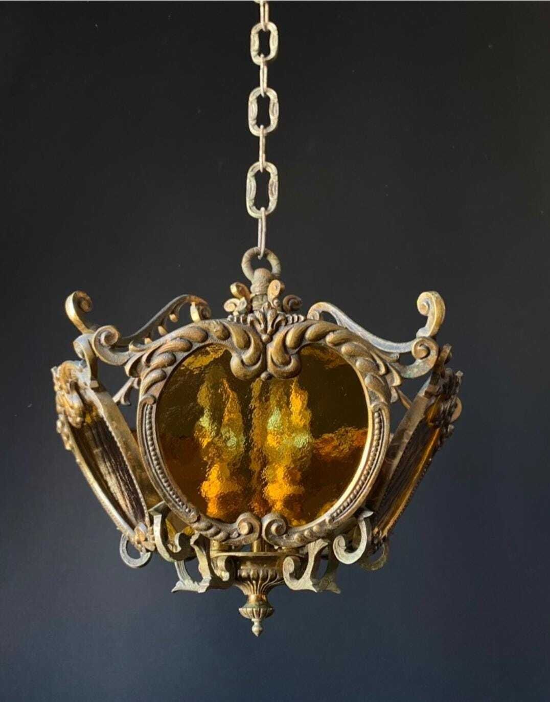 Antique Chandelier With Tea Glass