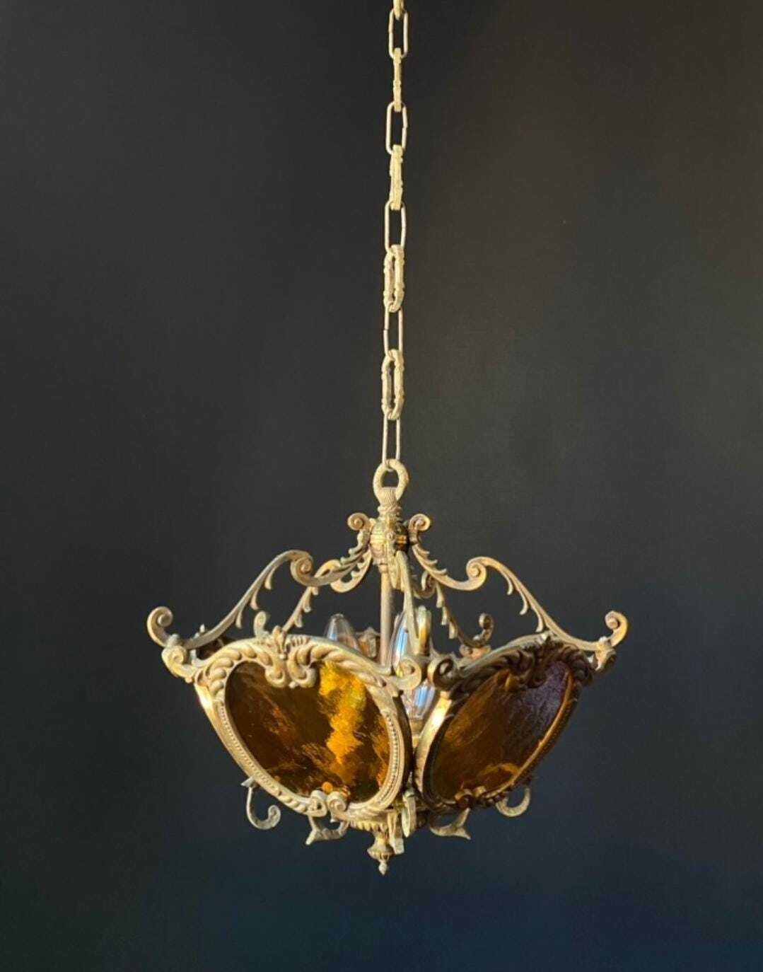 Antique Chandelier With Tea Glass photo for sale