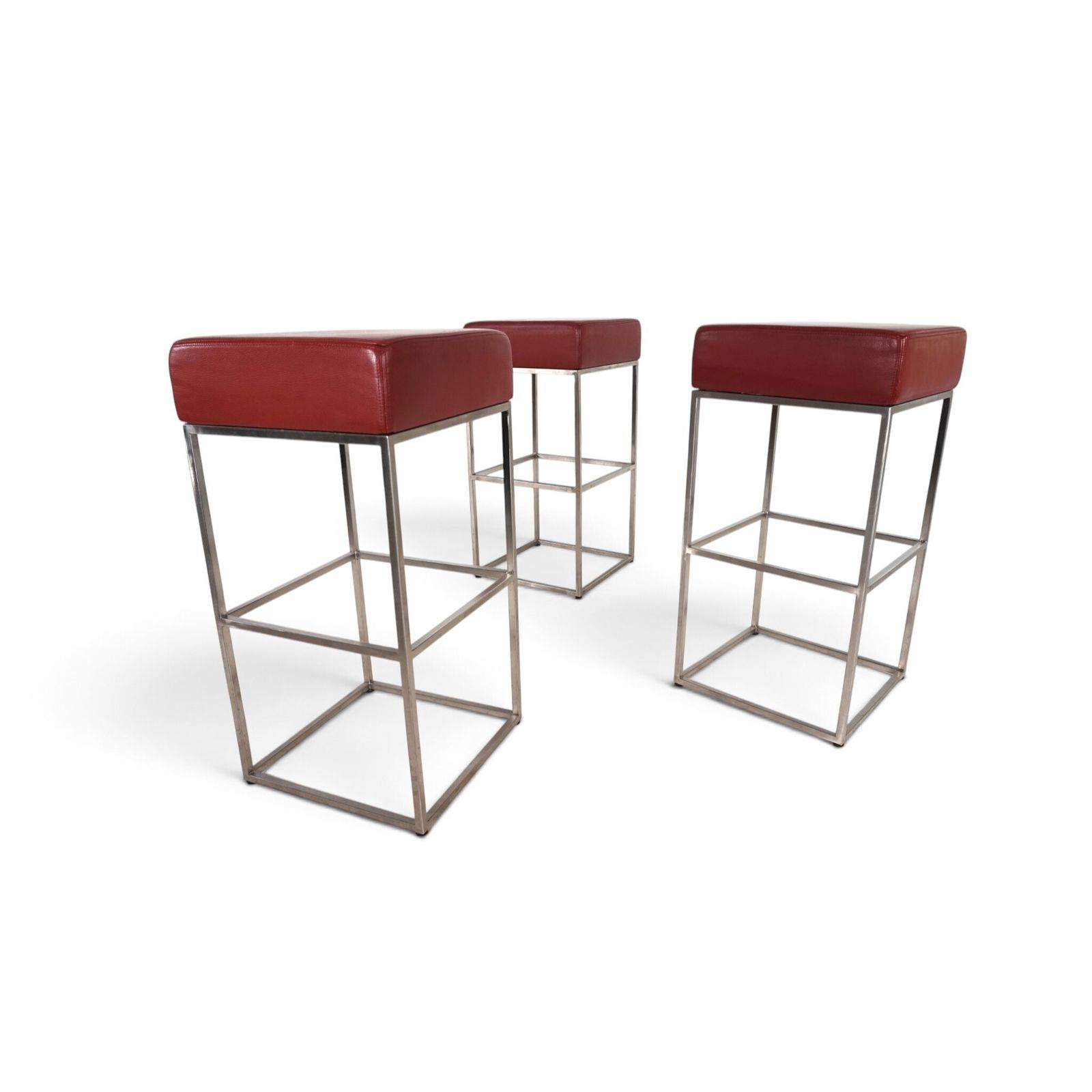 De Sede Set Of 3 Ds 218/55 Leather Bar Stools By Paolo Piva, 2000